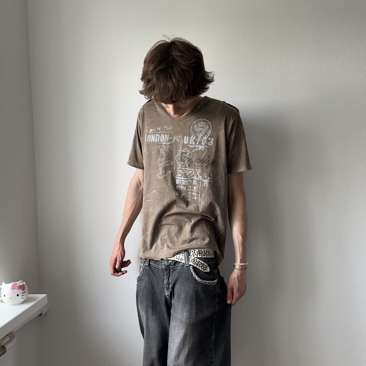 Hysteric Glamour × If Six Was Nine × Le Grande Bleu (L.G.B.) Y2K British Lion Poem Hysteric Glamour Vibe Painted T Shirt Size US XL / EU 56 / 4 - 3 Thumbnail