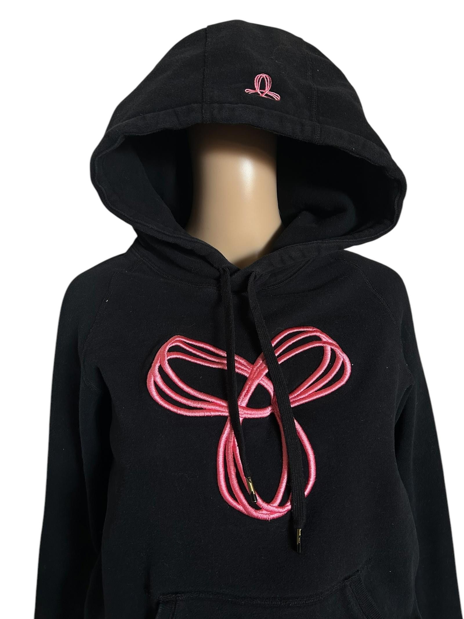 Designer Stylish Black Hoodie with Pink Embroidery Size S / US 4 / IT 40 - 2 Thumbnail