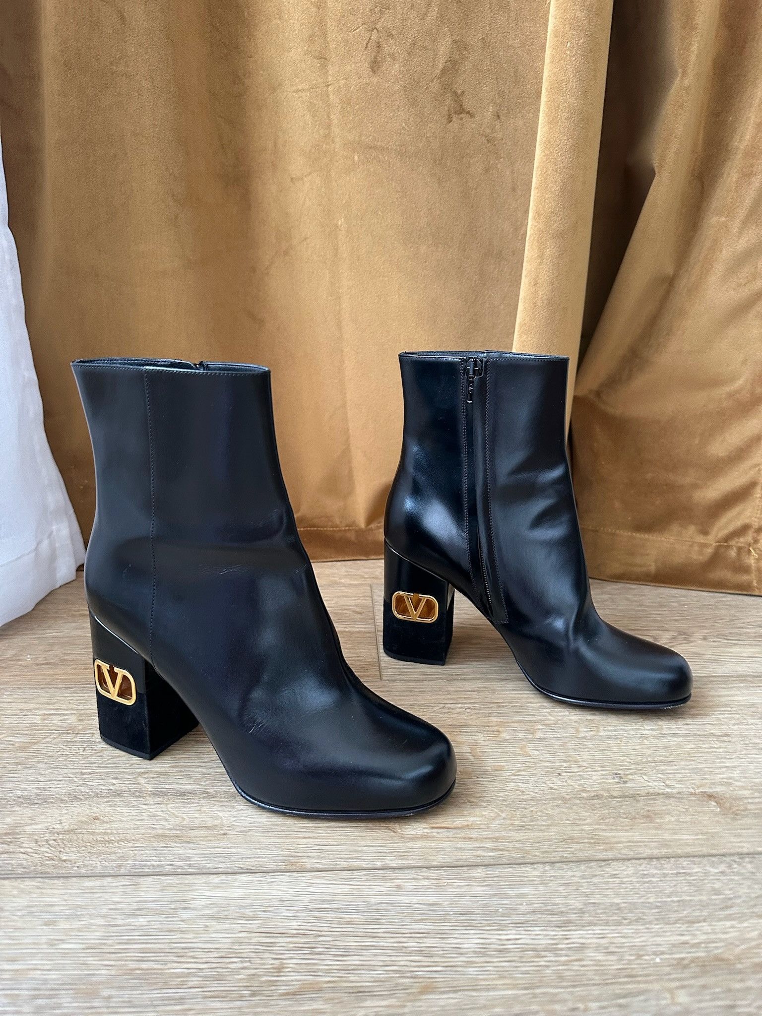 Valentino 🔥SALE🔥 Valentino Garavani Women’s Block Heel Logo Booties Size US 7 / IT 37 - 2 Thumbnail