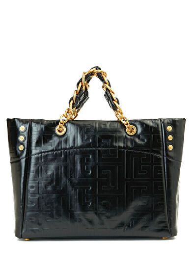 Balmain os11x0326 Size: OS / 1945 Soft Crackled Leather Tote Bag Size ONE SIZE - 4 Thumbnail