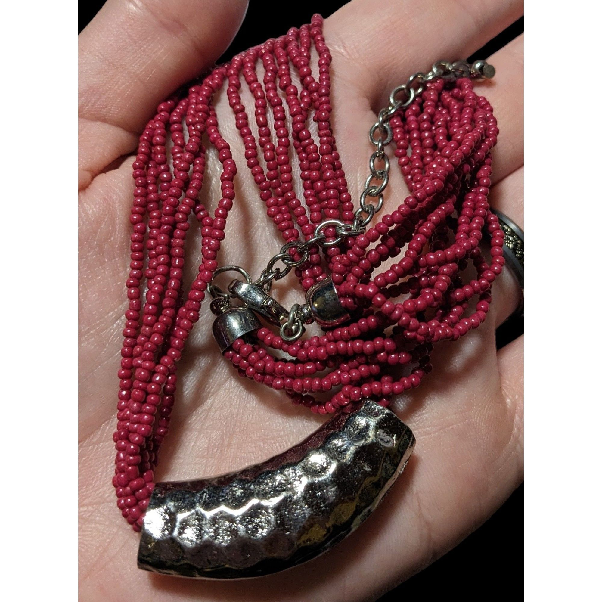 Other Red And Silver Beaded Multistrand Necklace Size ONE SIZE - 4 Thumbnail