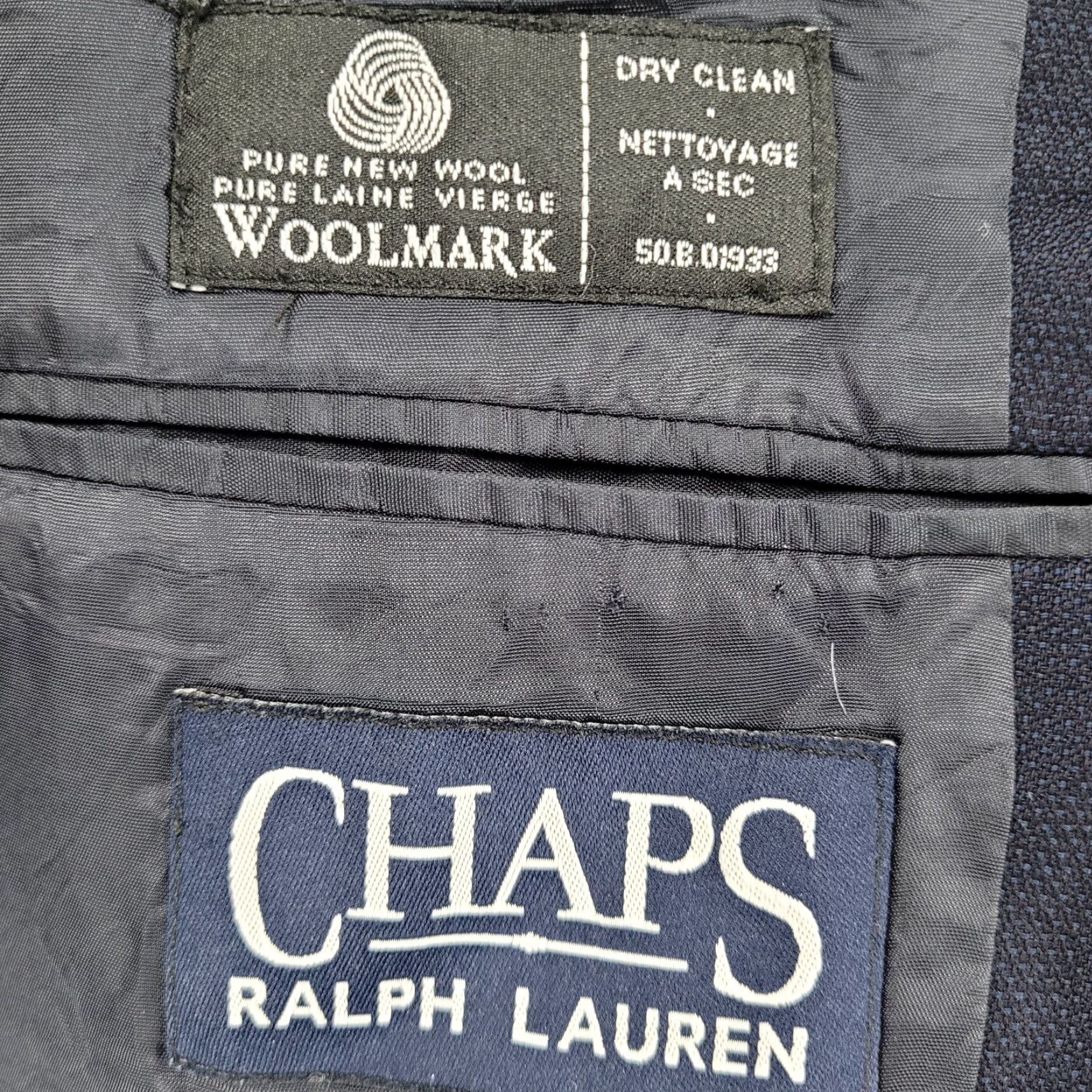 Chaps Chaps Ralph Lauren Navy 100% Wool 2 Button Vented Notch Blazer Sport Coat 41S Size 42R - 3 Thumbnail