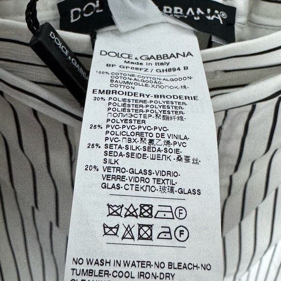 Dolce & Gabbana Dolce & Gabbana Striped Poplin Shorts with Embroidery White Size US 38 / EU 54 - 5 Thumbnail