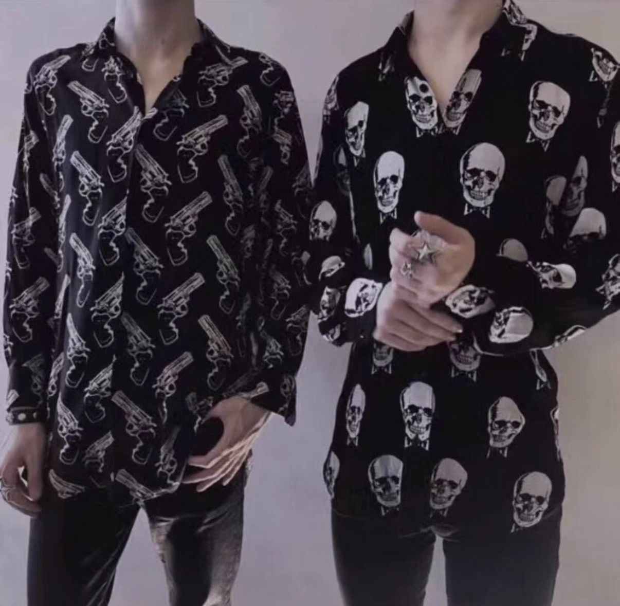Saint Laurent Paris SLP) 15FW Viscose Black/White All-Over Skull Print Shirt Size US S / EU 44-46 / 1 - 9 Thumbnail