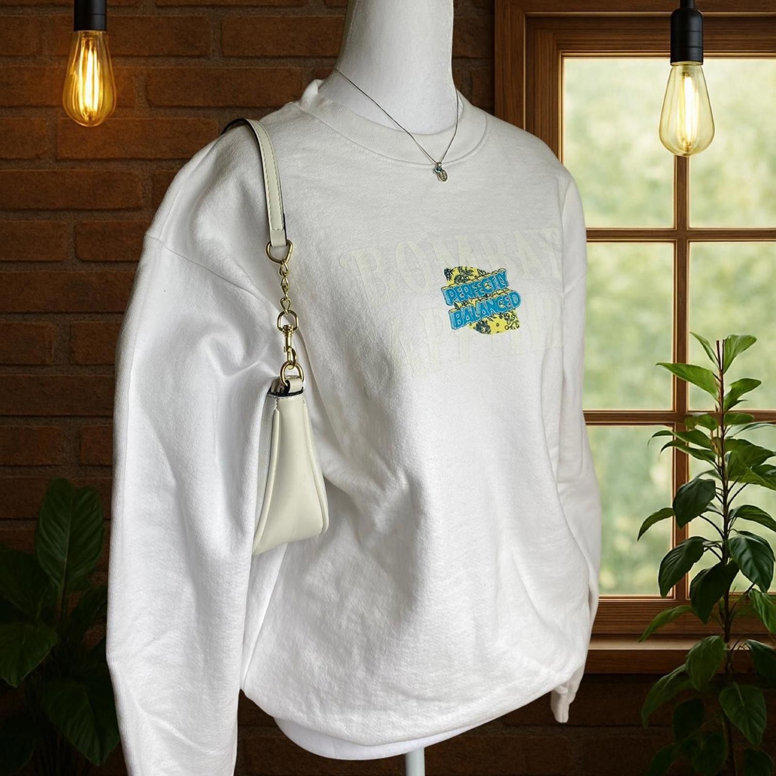 Other White crewneck with blue accents- summer crewneck Size S / US 4 / IT 40 - 1 Thumbnail