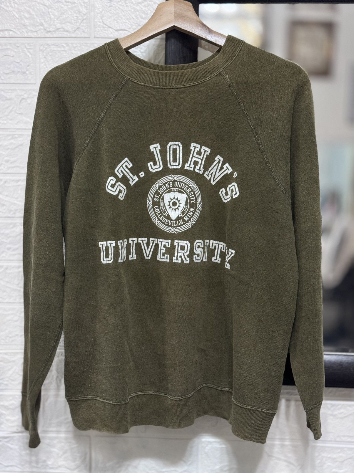 Vintage Vtg 60s St.John’s Univ. sweatshirt by Champion faded green Size US XL / EU 56 / 4 - 1 Thumbnail