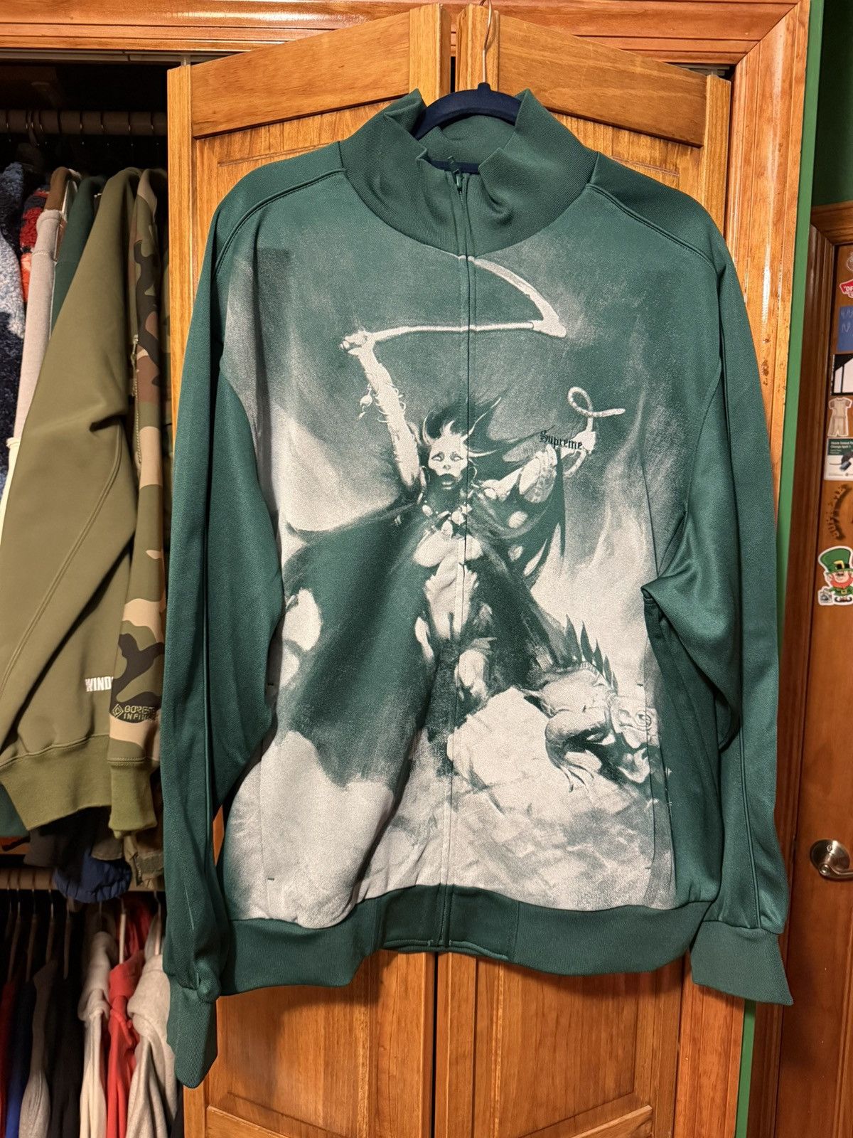 Supreme Supreme x Frazetta Track Jacket Dark Green Size US XL / EU 56 / 4 - 1 Thumbnail