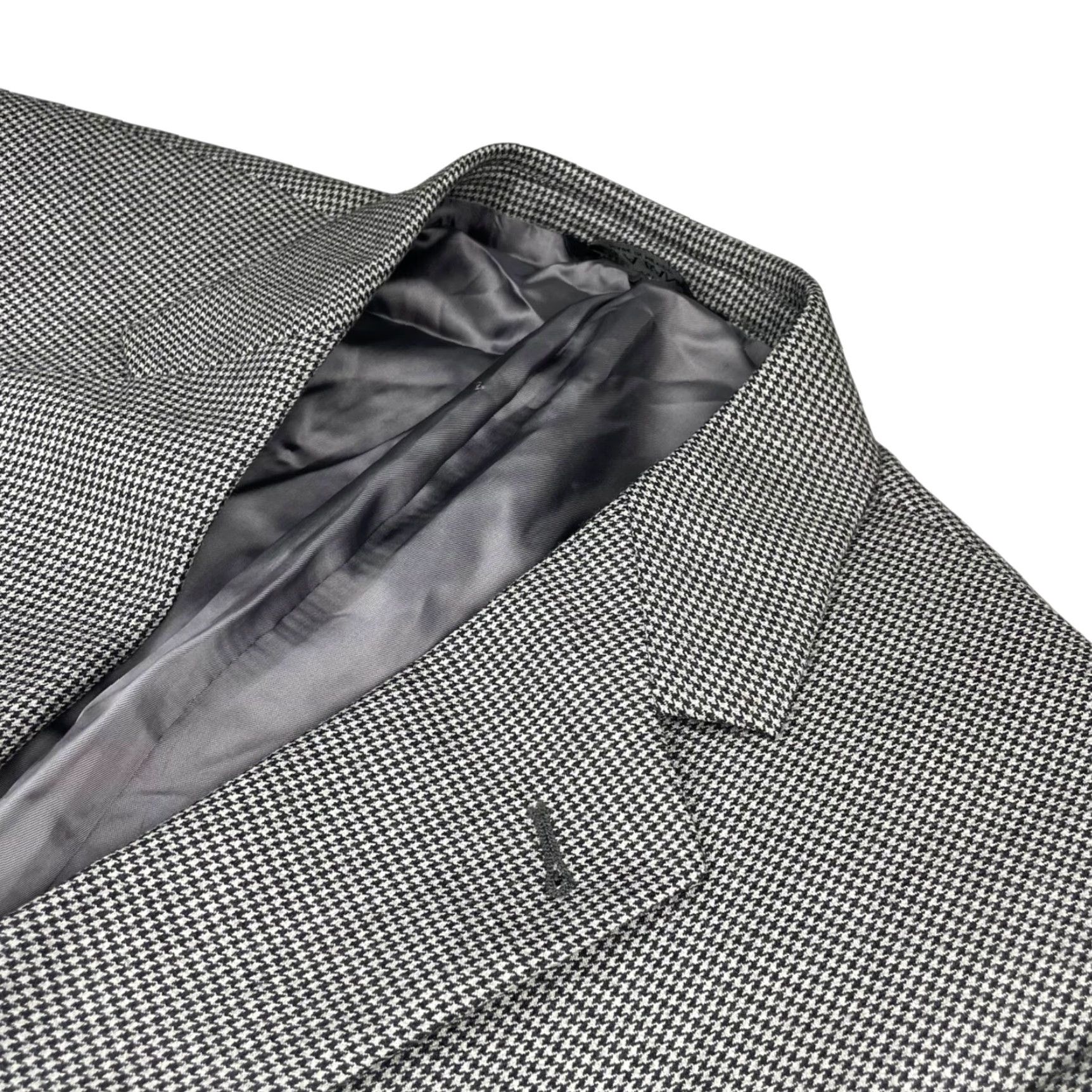Jos. A. Bank VINTAGE Jos. A. Bank Men's Gordon Blazer Gray Houndstooth 2-Button Front 100% Wool Long 42 Regular Mens Size 42R - 2 Thumbnail