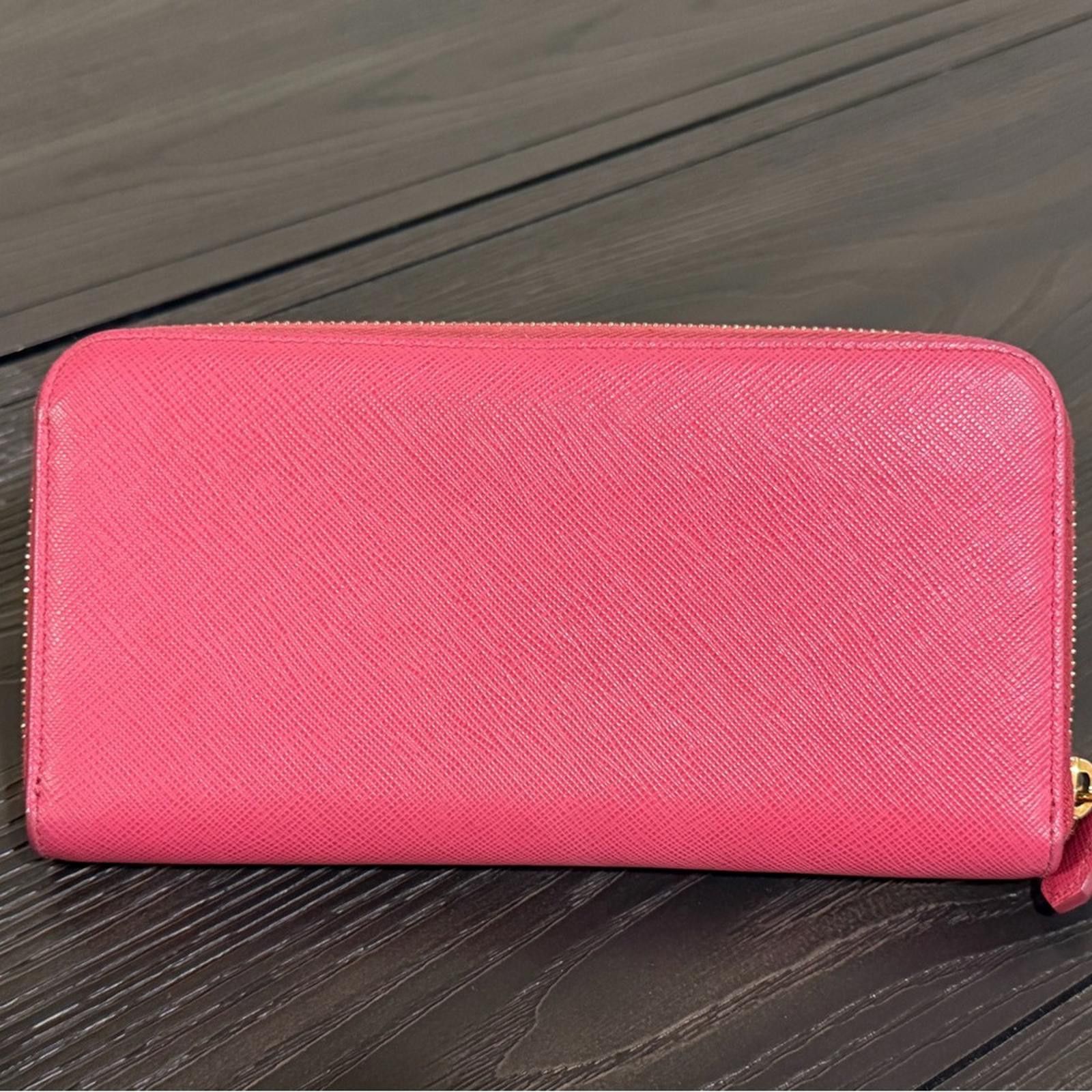 Prada Prada Large Fuchsia Saffiano Leather Zip Wallet Size ONE SIZE - 2 Thumbnail