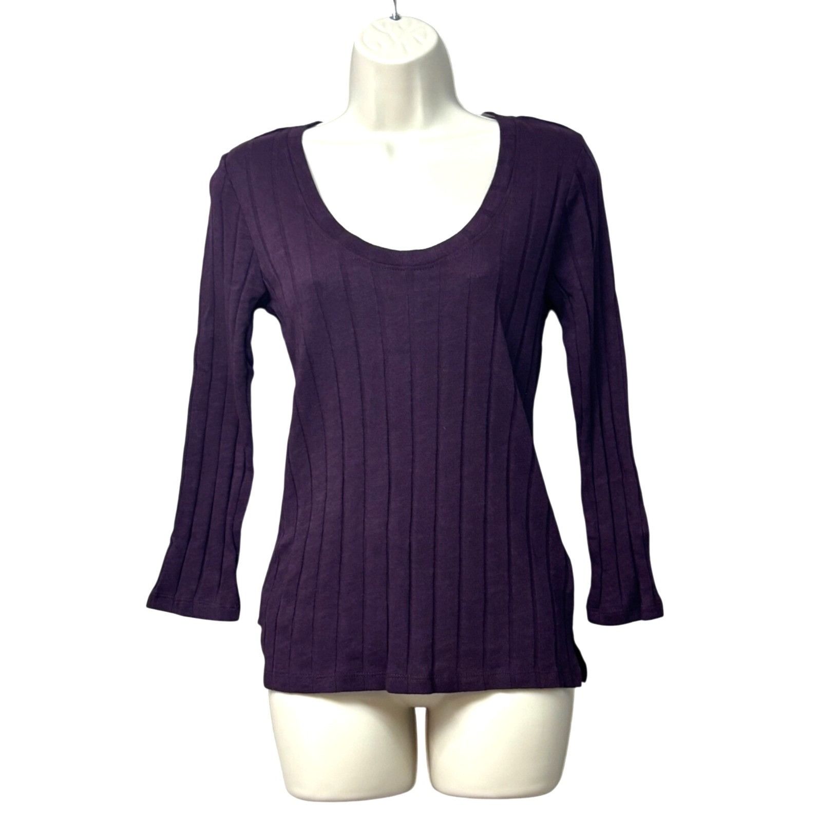 Sanctuary Sanctuary Ruby Scoop Ribbed 3/4 Sleeve Top, Amethyst, XS Size XS / US 0-2 / IT 36-38 - 3 Thumbnail