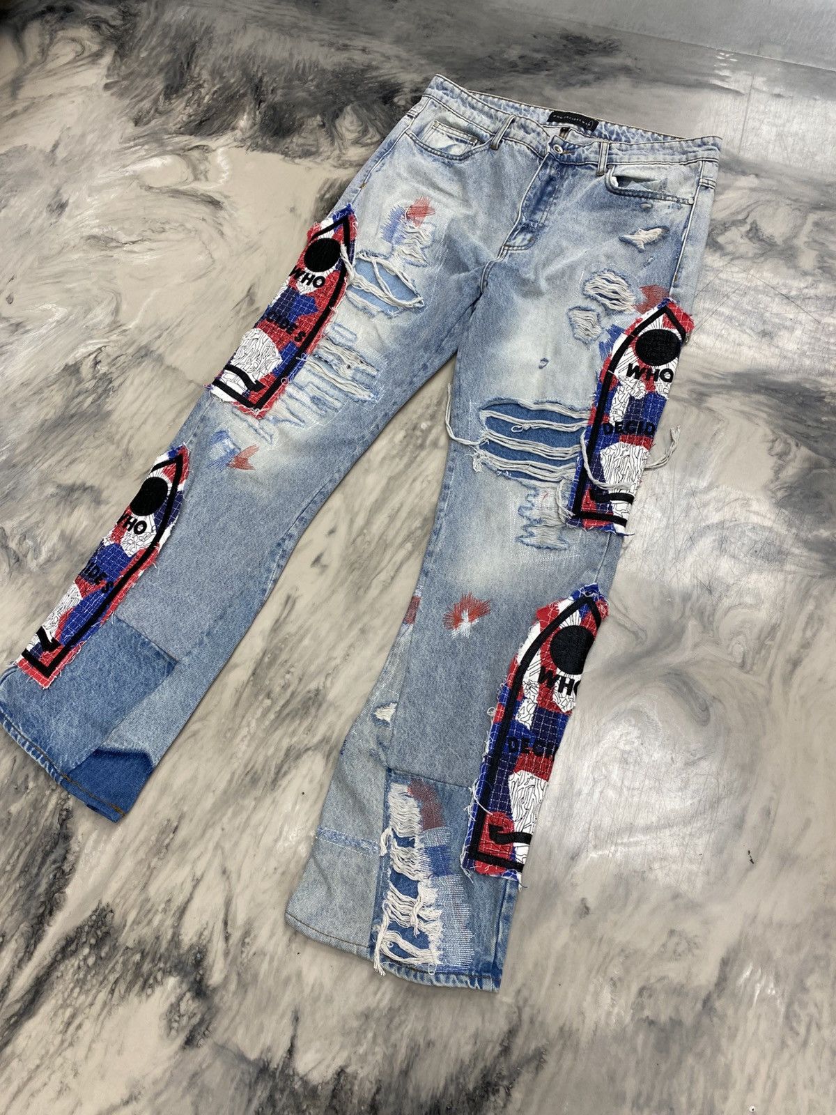 Who Decides War Who Decides War stained glass denim jeans 36 authentic Size US 36 / EU 52 - 3 Thumbnail