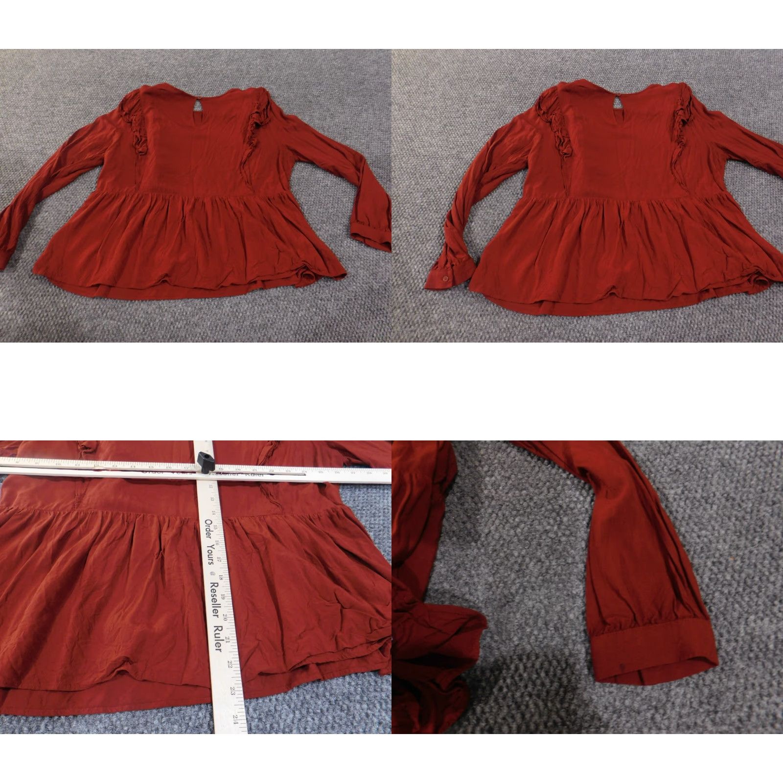 Loft Loft Blouse Shirt Women's Large Orange Knit Rayon Bell Sleeve Collared Pullover Casual Modern 90s-Style? (Note: This item is not vintage) Size L / US 10 / IT 46 - 8 Thumbnail