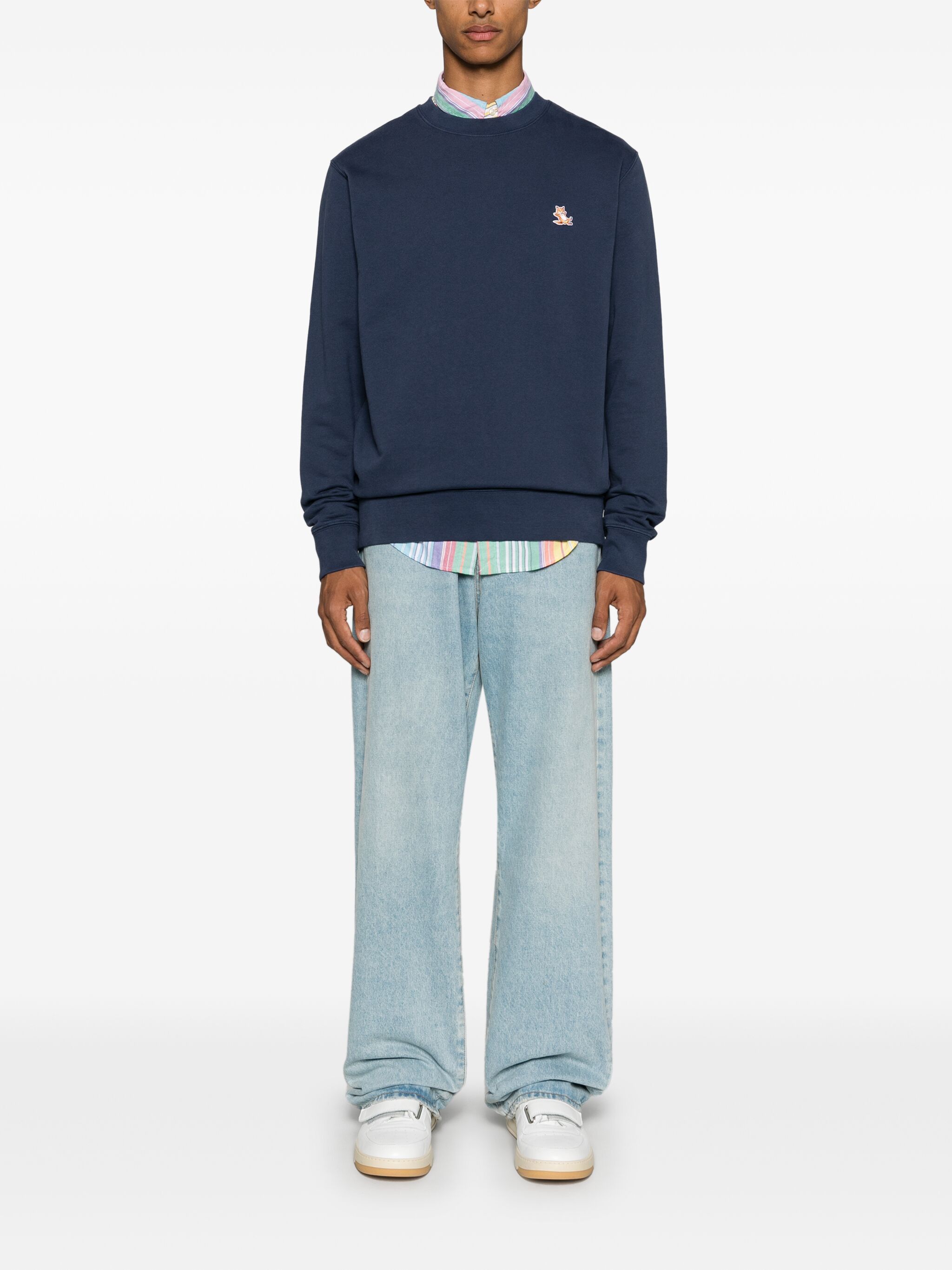 Maison Kitsune o1s22i1n1124 Chillax Fox Patch Sweatshirt in Blue Size US L / EU 52-54 / 3 - 2 Thumbnail