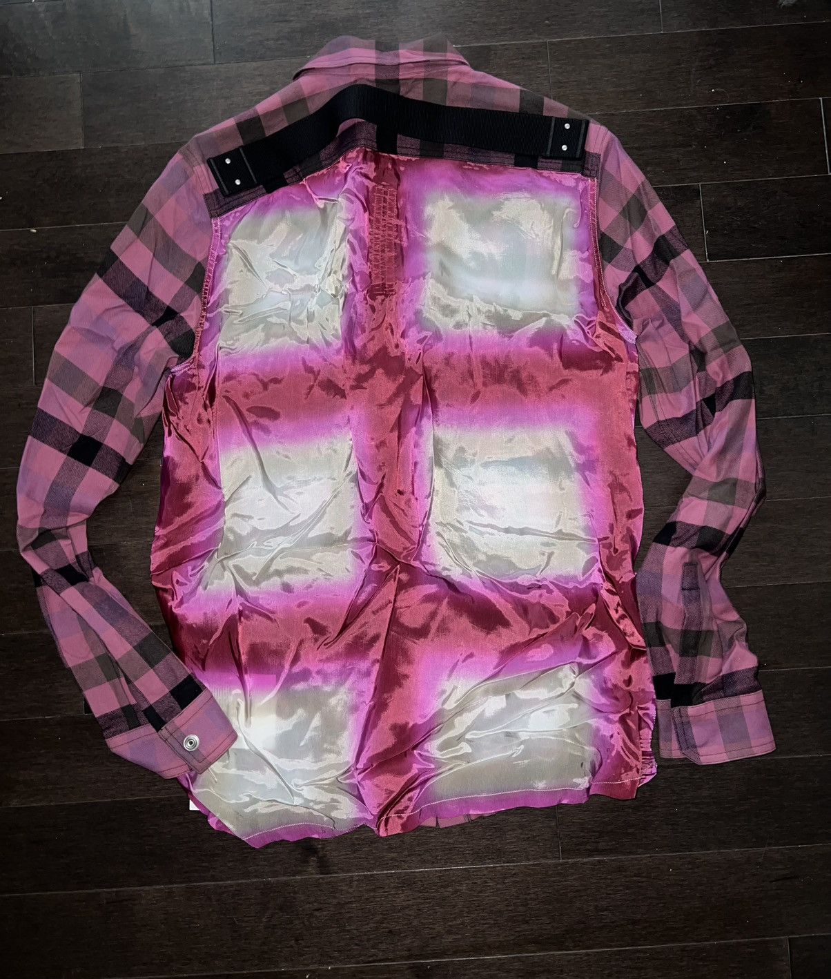 RICK OWENS FOGPOCKET PLAID OUTERSHIRT HOT PINK