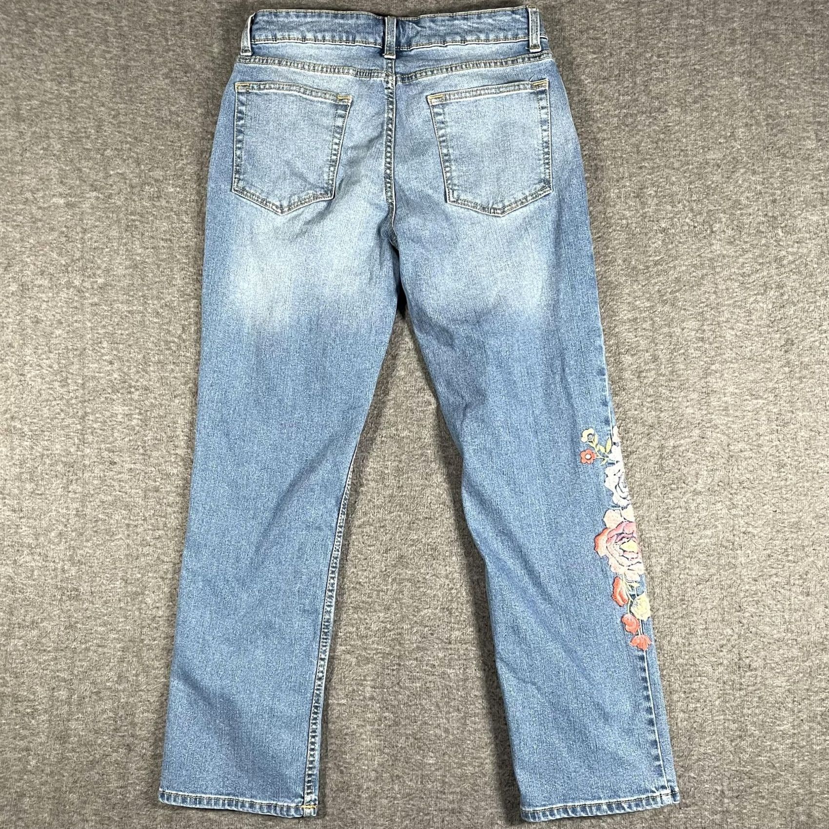 Denime Dittos Jeans Womens 8 Blue Straight Mid Rise Embroidered Floral Denim Y2K Size 30" / US 8 / IT 44 - 3 Thumbnail
