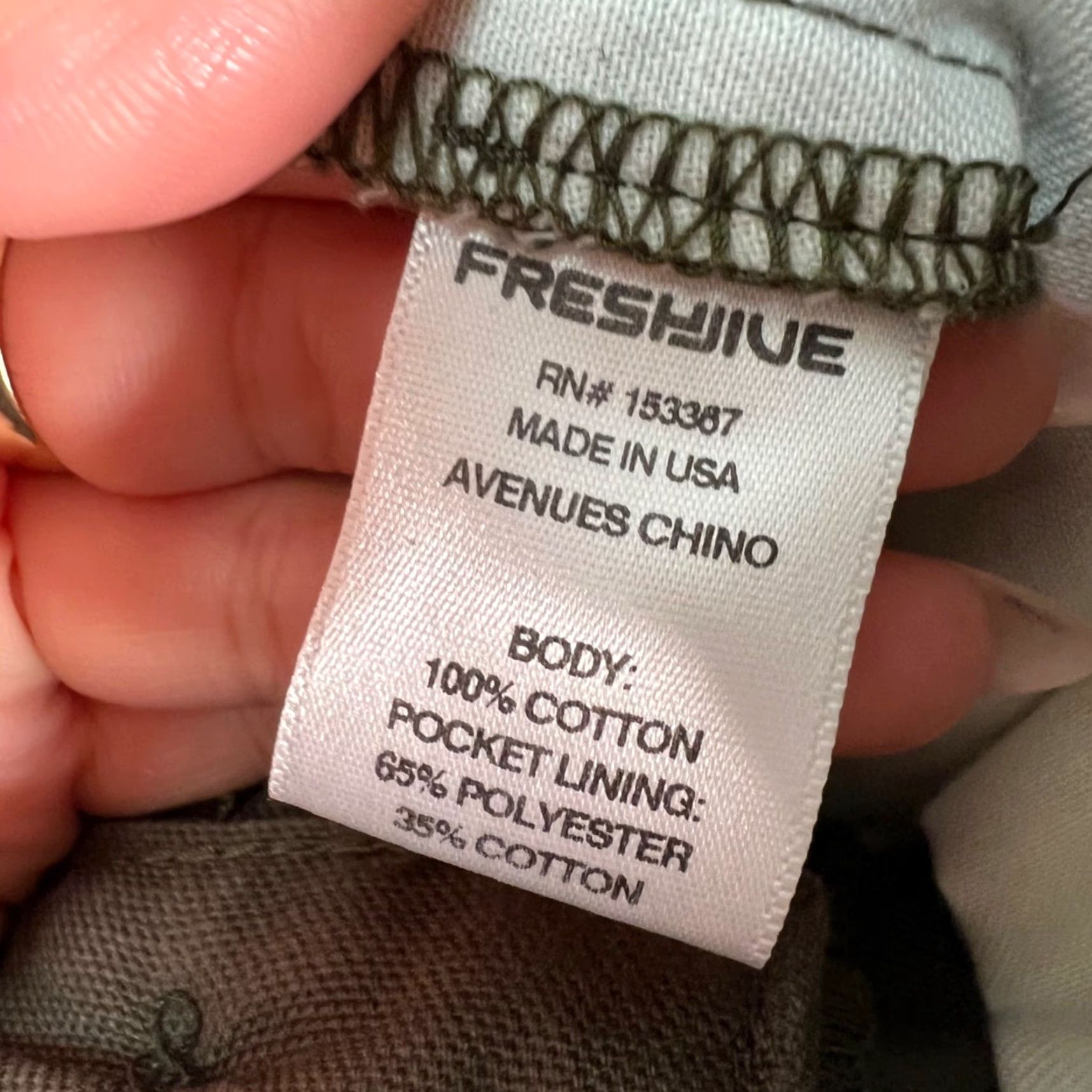 Freshjive Freshjive Mens 34 Olive Green Avenues Chino Pants Made In USA 100% Cotton Size US 34 / EU 50 - 3 Thumbnail