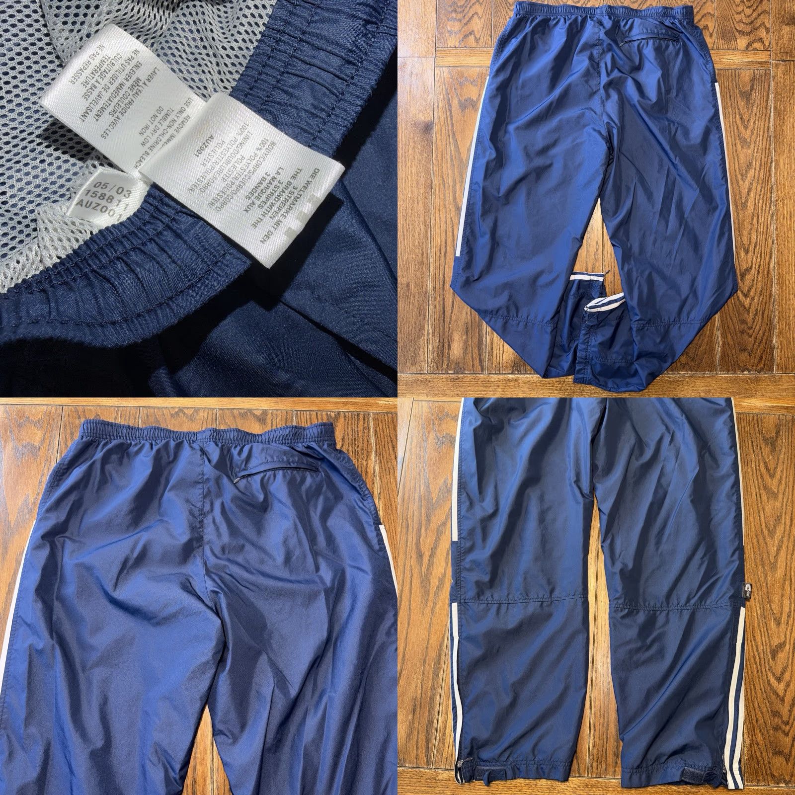 Adidas VINTAGE Adidas Mens Large Lined Pants Ankle Zip Blue White Clima Proof Y2K Embroidered - Gym & Training, Cross Training, Running & Jogging Mens Size US 33 - 8 Thumbnail