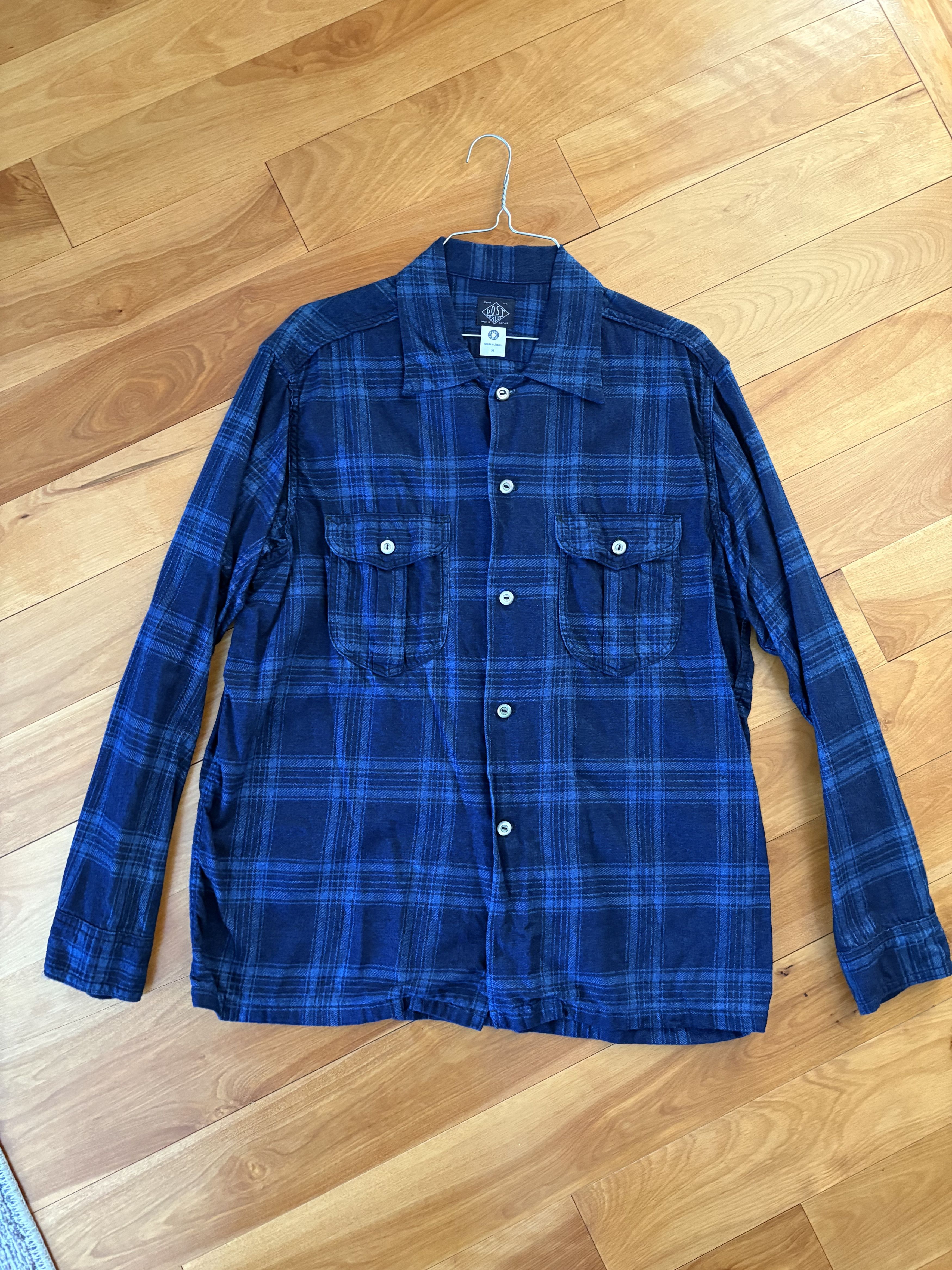 Post Overalls New Shirt - indigo check Size US M / EU 48-50 / 2 - 3 Thumbnail