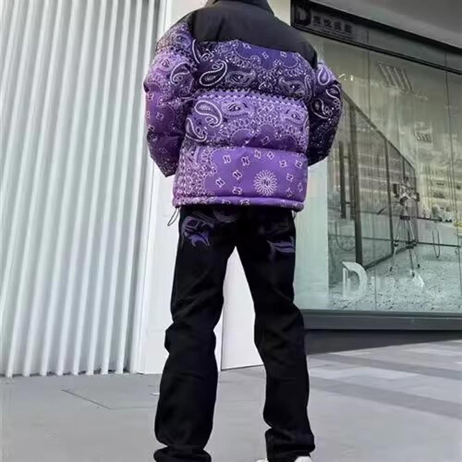 Vintage Black Straight Leg Denim Jeans with Purple Bandana Detail Size US 32 / EU 48 - 2 Thumbnail