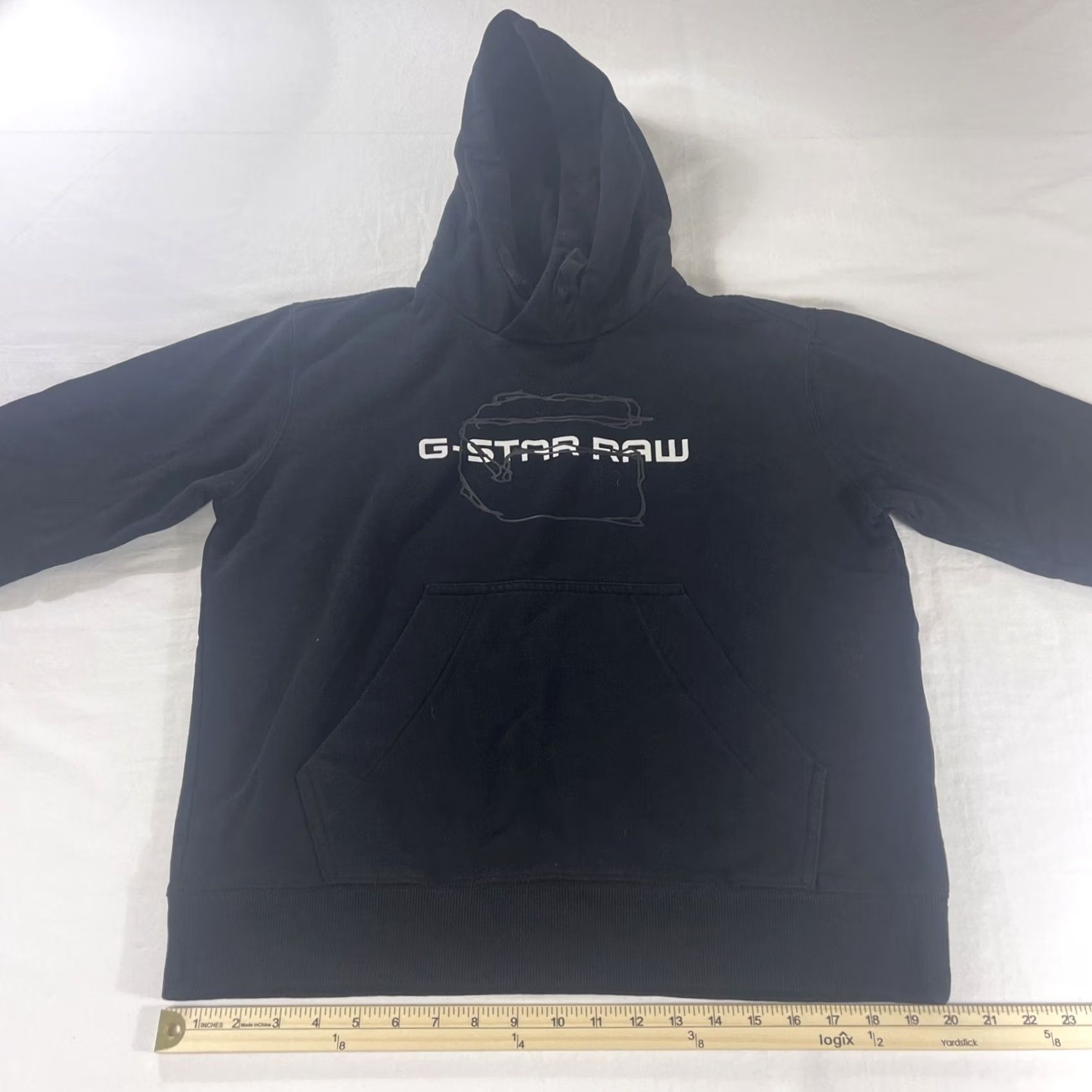 Vintage G-Star Raw L Hoodie Black Logo Sweatshirt Pullover Hoodie Men Size L - G-Star Raw L Hoodie - Black - Logo - Fleece - Cotton Blend Size US L / EU 52-54 / 3 - 7 Thumbnail