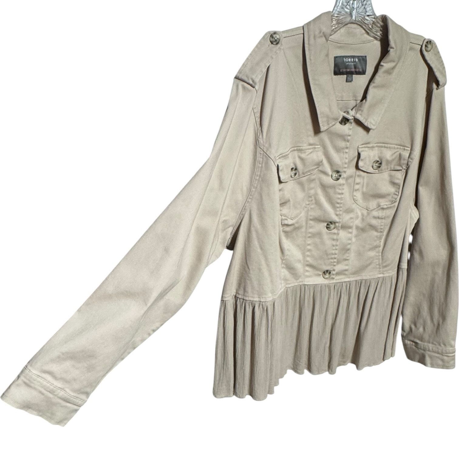 Torrid Torrid Twill Crinkle Jacket Tan Beige 3X Size 3XL / US 20-22 - 2 Thumbnail