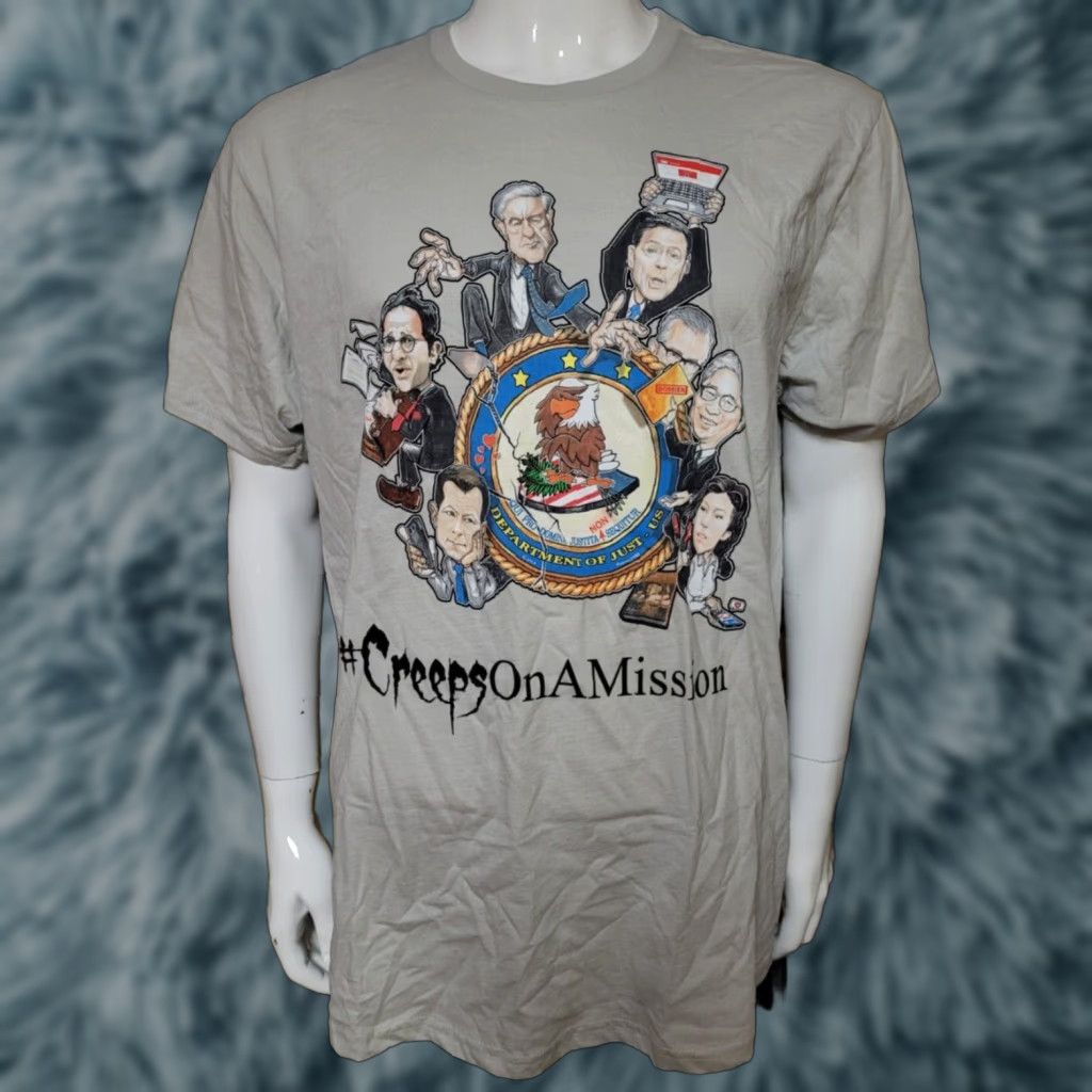 Vintage Creeps On A Mission DOJ T Shirt XL Sidney Powell GOP Funny Shirt Men Gray 100% Cotton Graphic Tee US Blank Size US XL / EU 56 / 4 - 1 Thumbnail