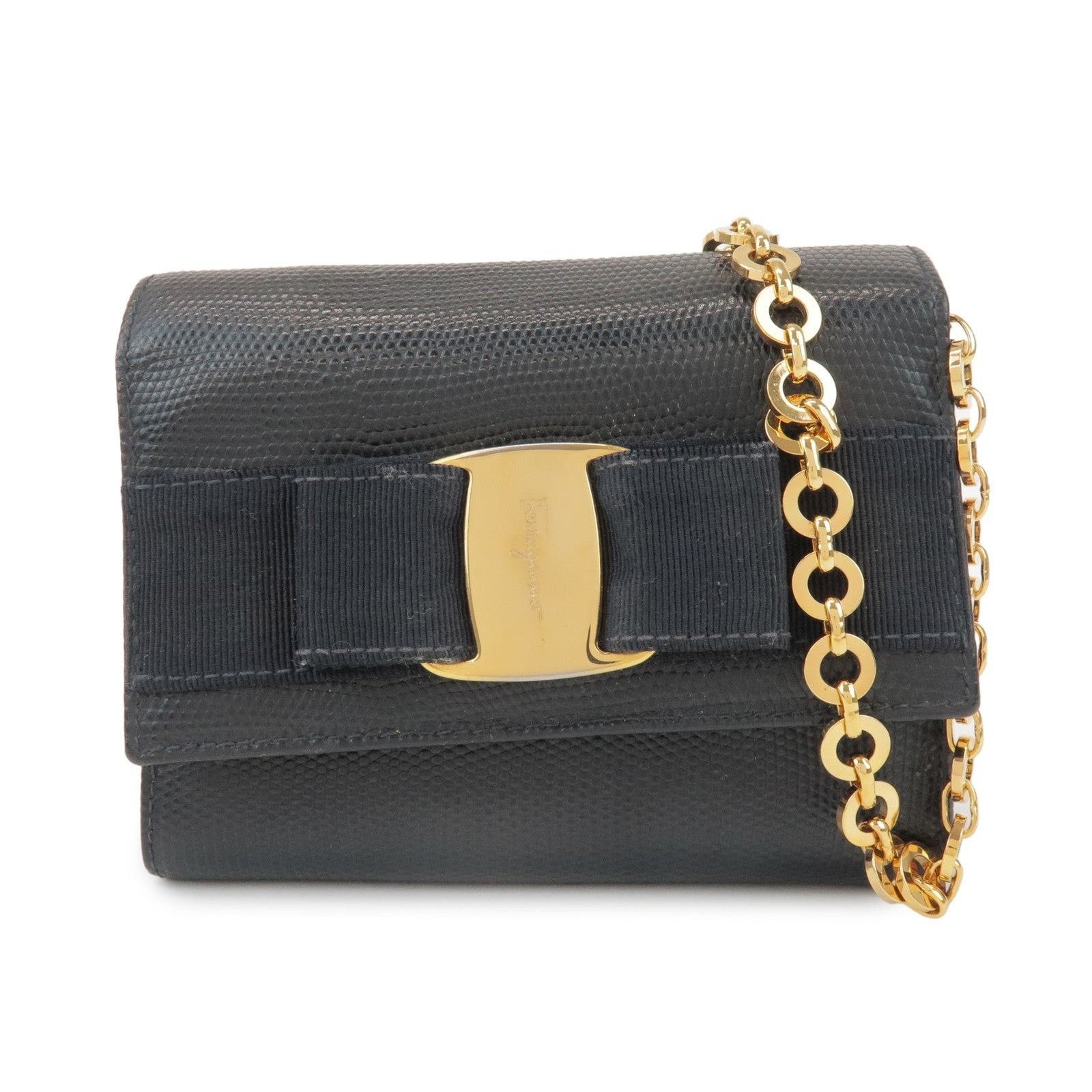 Salvatore Ferragamo Ferragamo Vara Calfskin Shoulder Bag Navy Size ONE SIZE - 1 Thumbnail