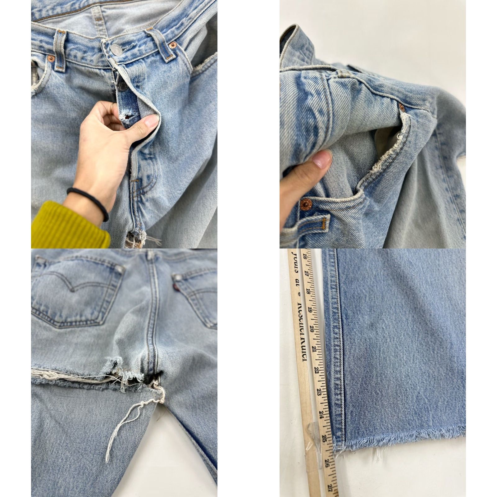 Levi's VINTAGE Levi’s 501 Jeans Mens 33x26 Distressed USA Blue Straight Classic 501 Model Men Jeans Size US 33 - 8 Thumbnail