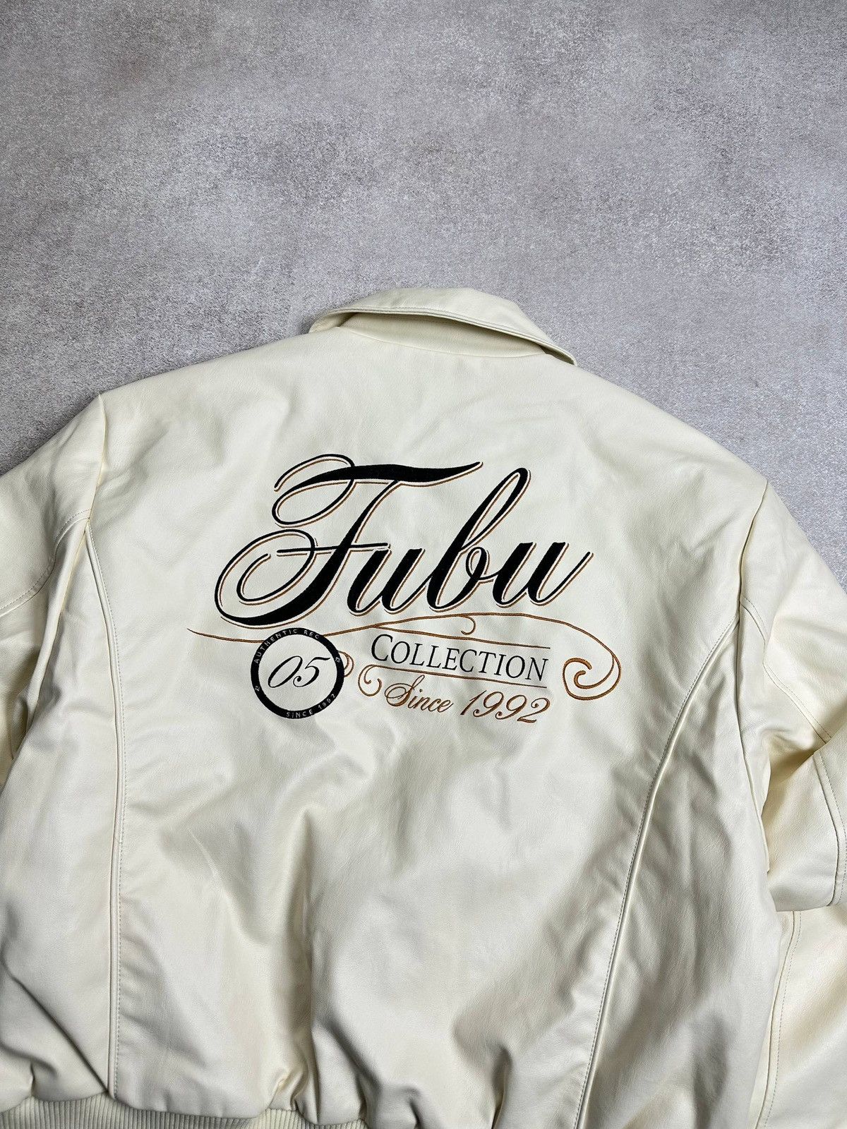 Fubu Vintage Fubu JNCO Style White Leather Bomber Jacket M Size US M / EU 48-50 / 2 - 5 Thumbnail