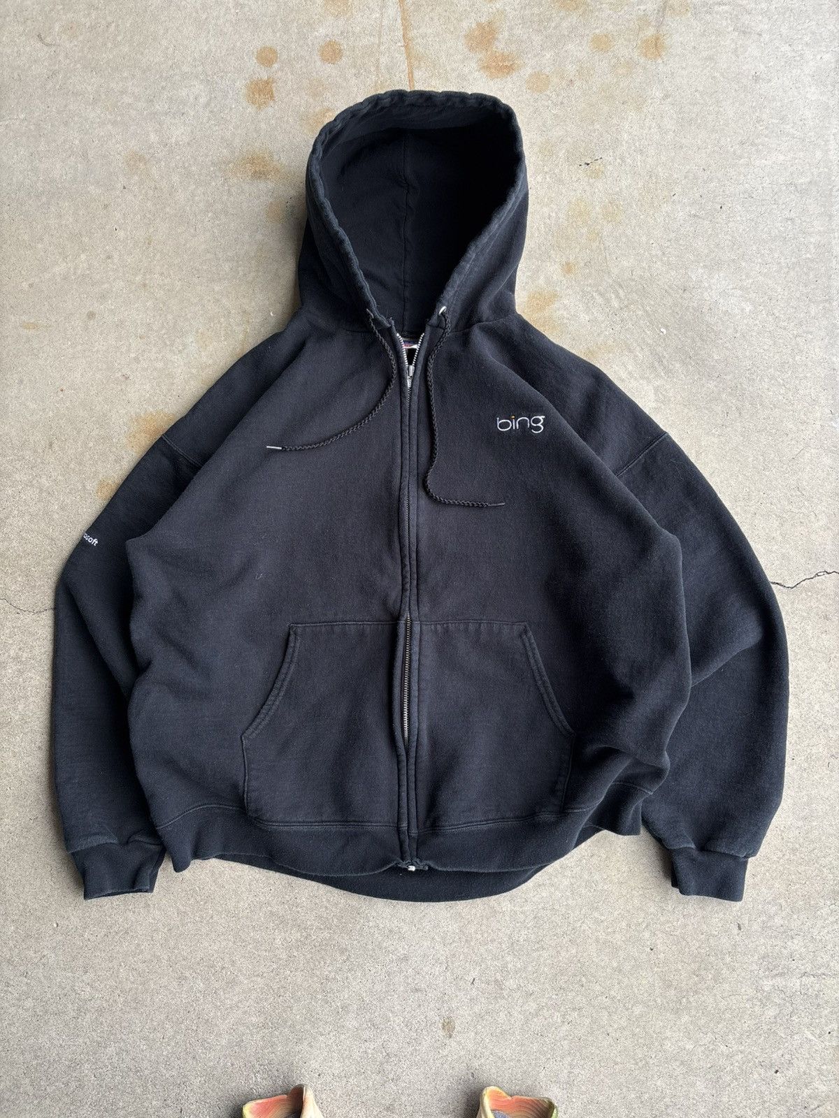 Crazy 90s Microsoft Bing Faded Black Classic Logo Hoodie