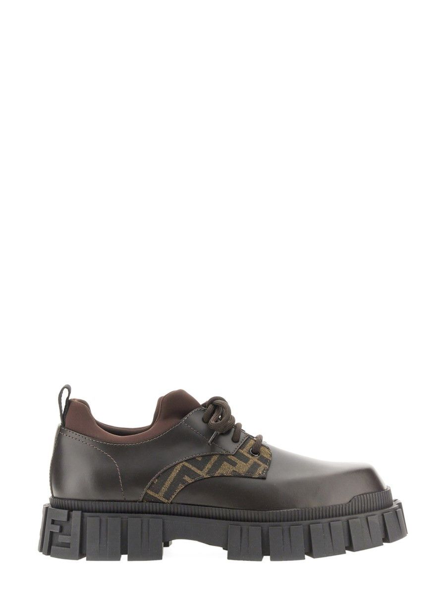 os11x0124 Leather Lug-Sole Derby Shoes in Dark Brown