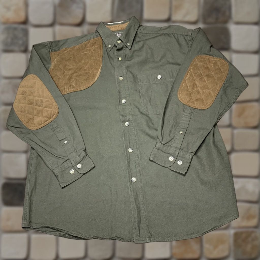 Vintage Bit & Bridle Long Sleeve Shirt Mens M Green Padded Shoulder Elbow Button Up Shirt Size US M / EU 48-50 / 2 - 1 Thumbnail