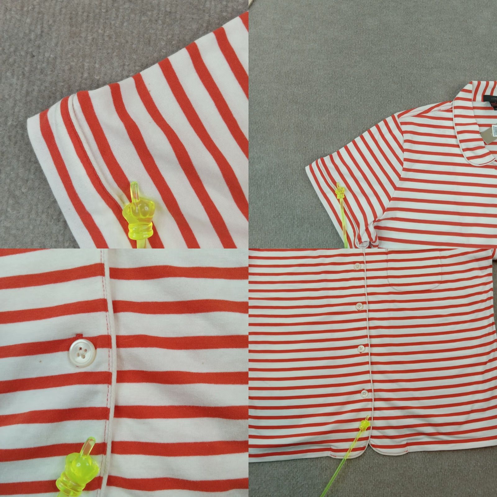 J.Crew J. Crew Women's Red White Striped Short Sleeve Button Up Pajama Top Large Size ONE SIZE - 8 Thumbnail