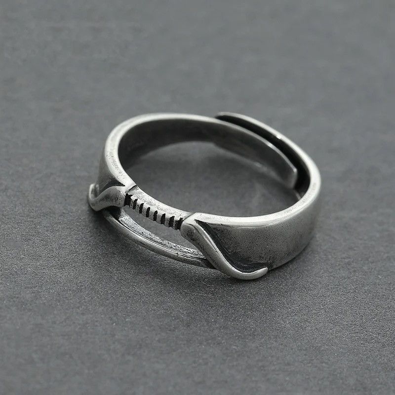 Jewelry × Vintage S925 Ring Male Index Finger Hollow Lines Design Ring Size ONE SIZE - 3 Thumbnail