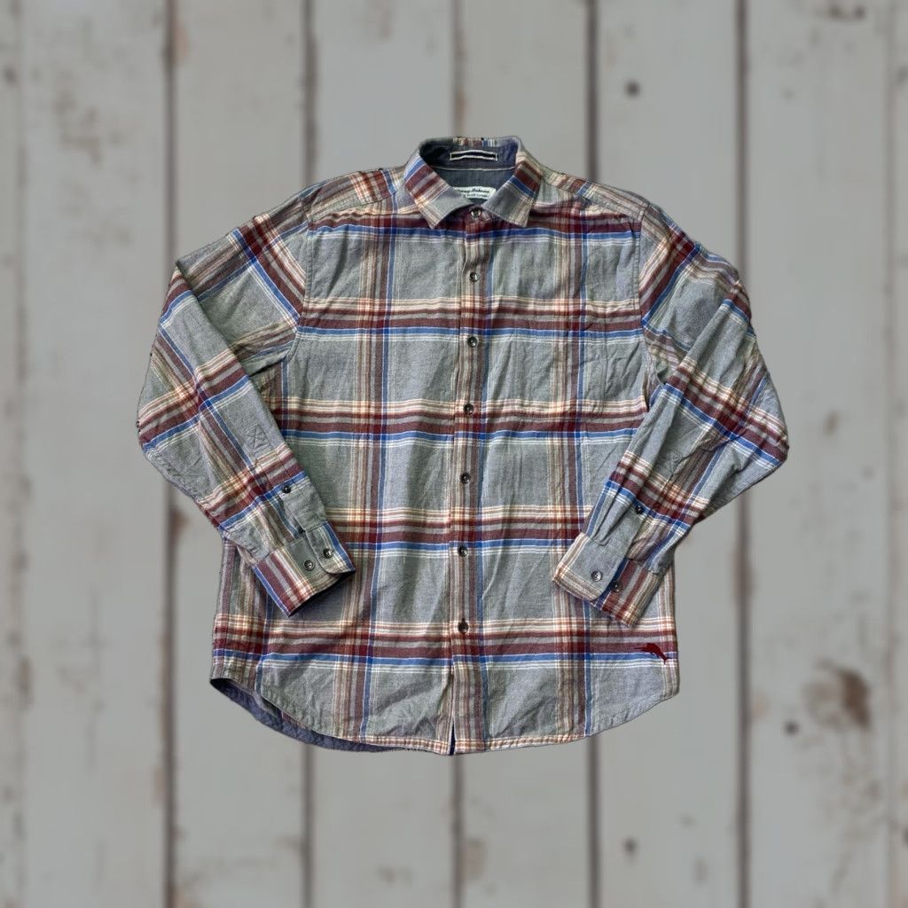 Tommy Bahama Tommy Bahama Shirt Canyon Beach Flannel Button-Up Long Sleeve Gray Medium Size US M / EU 48-50 / 2 - 1 Thumbnail