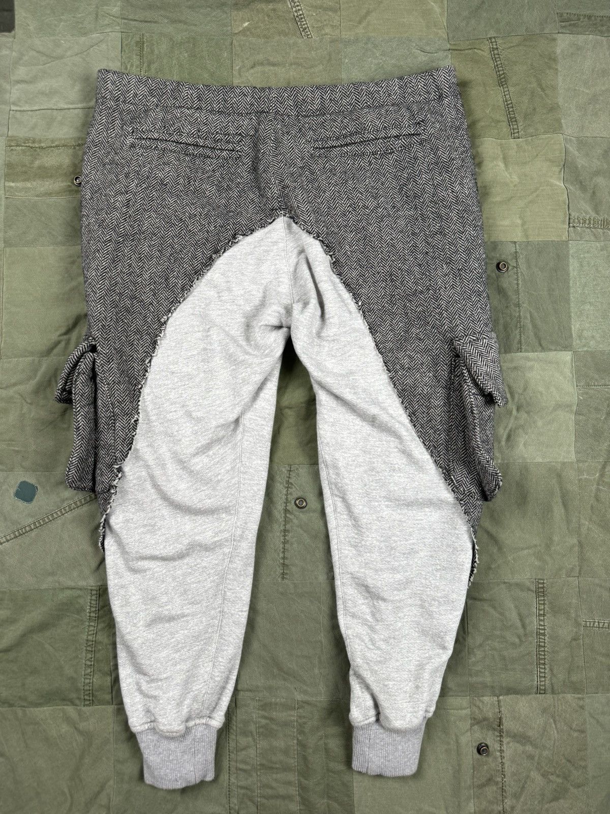 Greg Lauren Herringbone / Grey Fleece Cargo Pants Size US 34 / EU 50 - 4 Thumbnail