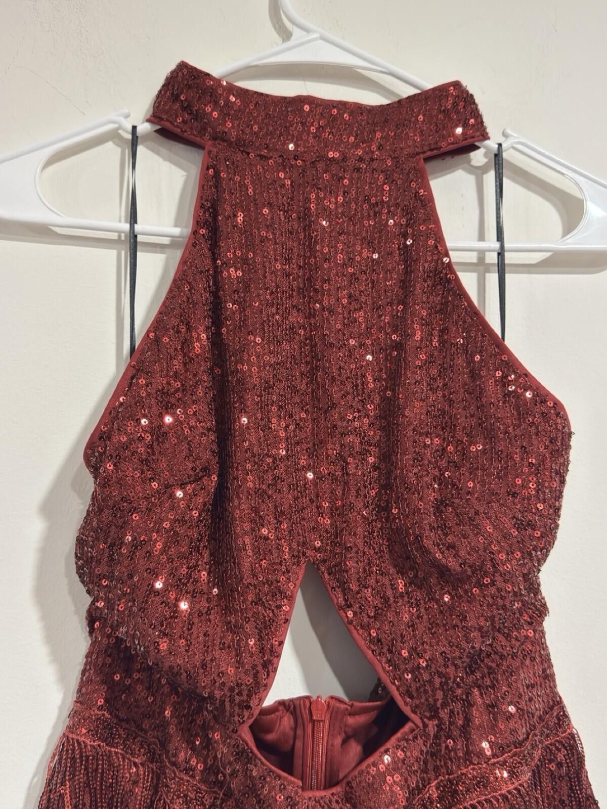 The Unbranded Brand Sexy halter Sleevele Bead Fringe Sequin Exposed Navel Dress Size XL / US 12-14 / IT 48-50 - 9 Thumbnail