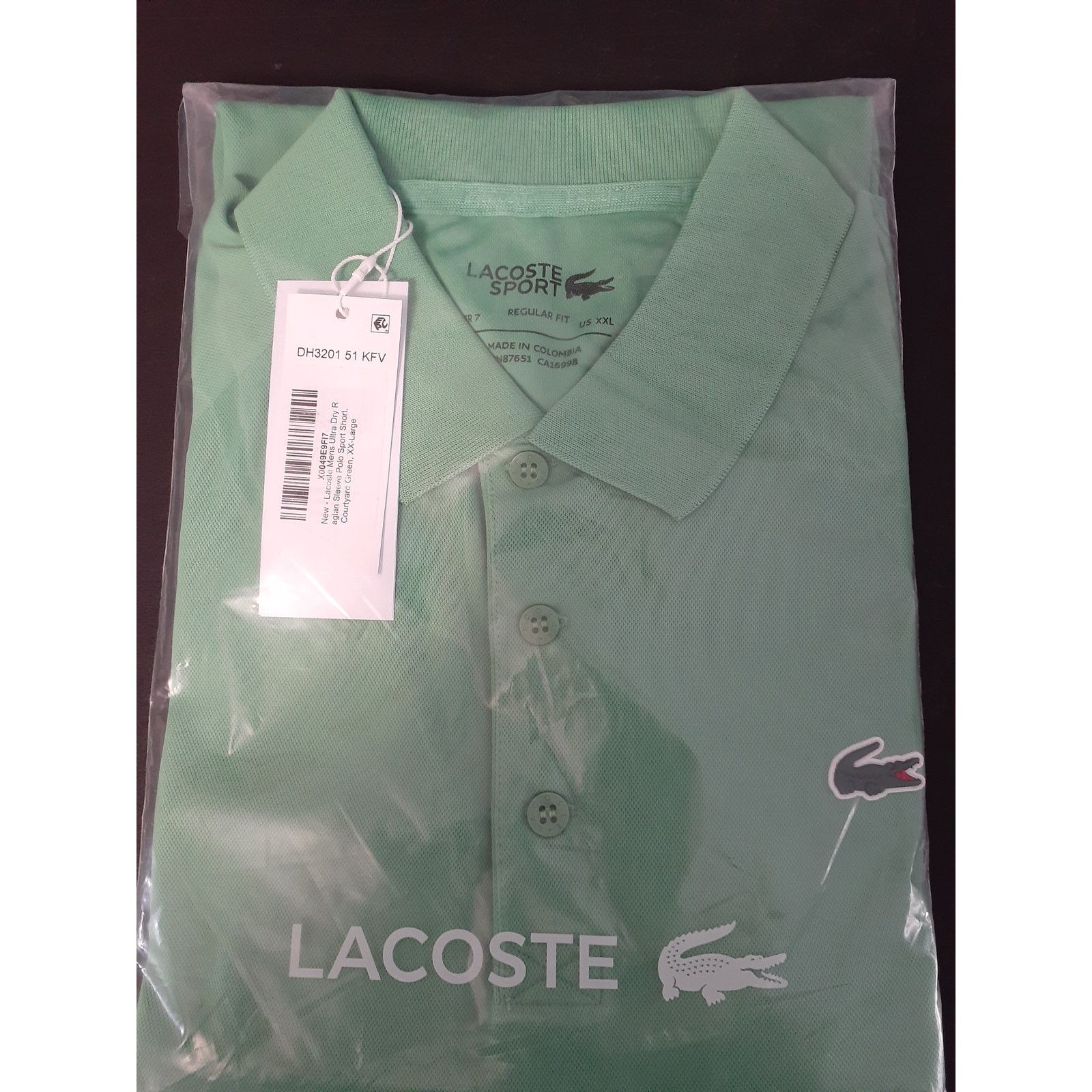 Lacoste Lacoste Mens Ultra Dry Raglan Sleeve Polo Sport Green 2XL Size US XL / EU 56 / 4 - 2 Thumbnail