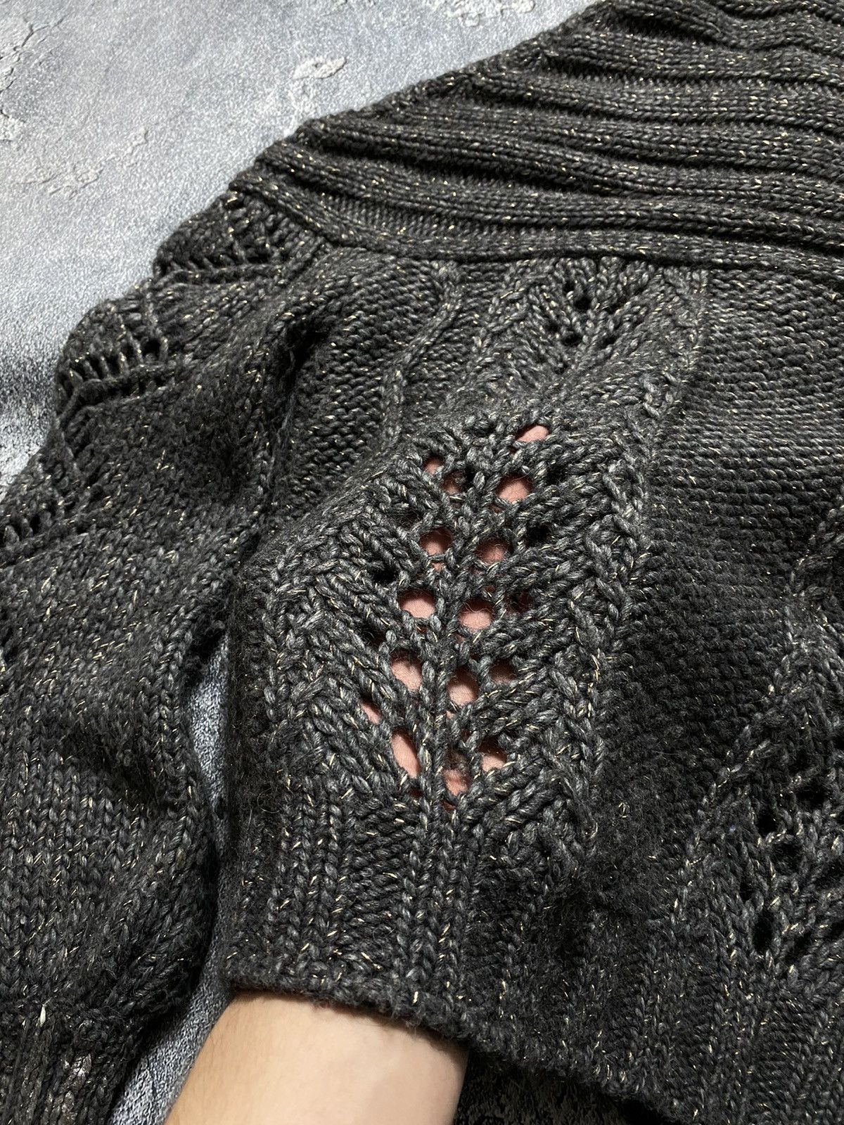 Just Cavalli Just Cavalli Chunky Knit With Open Mesh Gold Thread Sweater Size M / US 6-8 / IT 42-44 - 13 Thumbnail