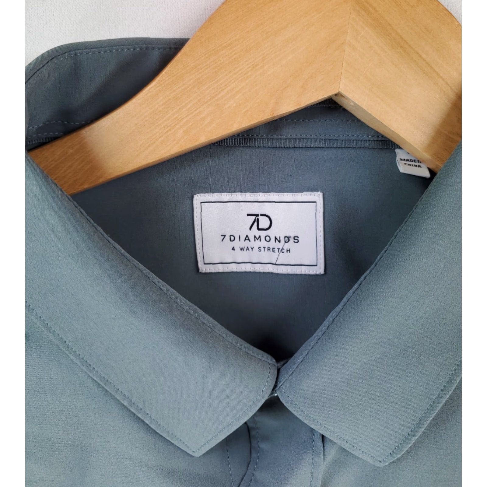 Vintage 7 Diamonds Button-Up Shirt Short Sleeve L Mens Blue Gray 4 Way Stretch Shirt Size US L / EU 52-54 / 3 - 2 Thumbnail