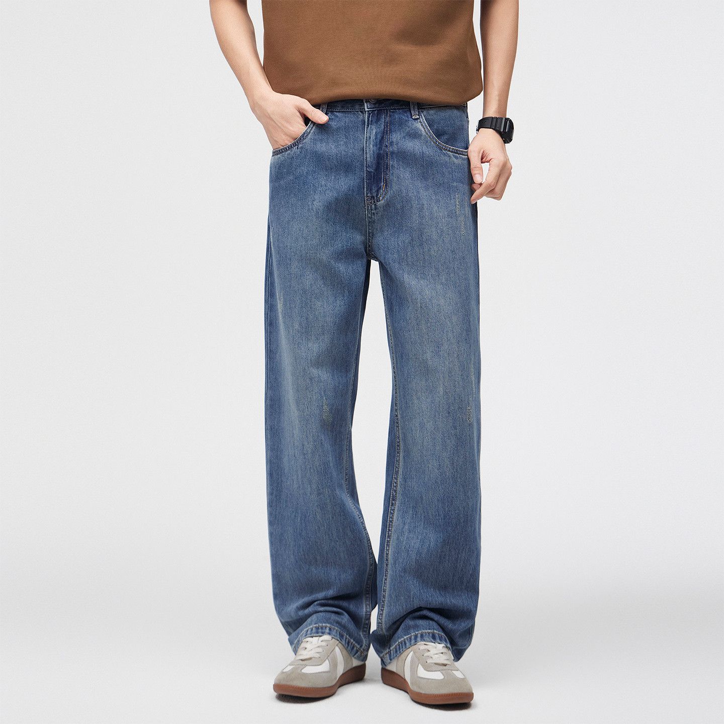 Jean Men's American-style washed loose straight leg jeans Size US 32 / EU 48 - 1 Thumbnail