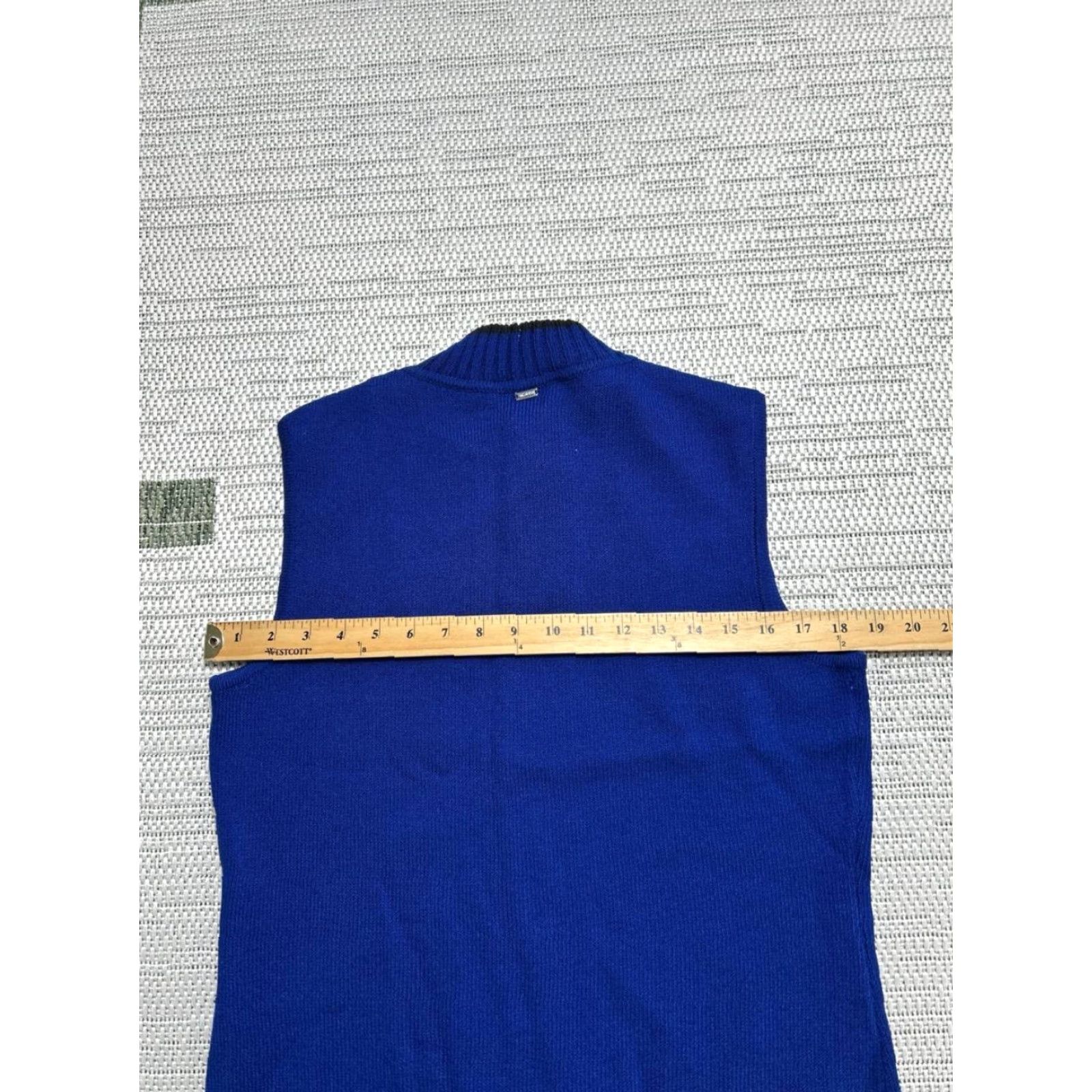 Vintage St John Sport Sweater Vest Women M Blue Wool Tight Knit Mock Neck Vest Shirt Sports 90s Womens Size M / US 6-8 / IT 42-44 - 4 Thumbnail