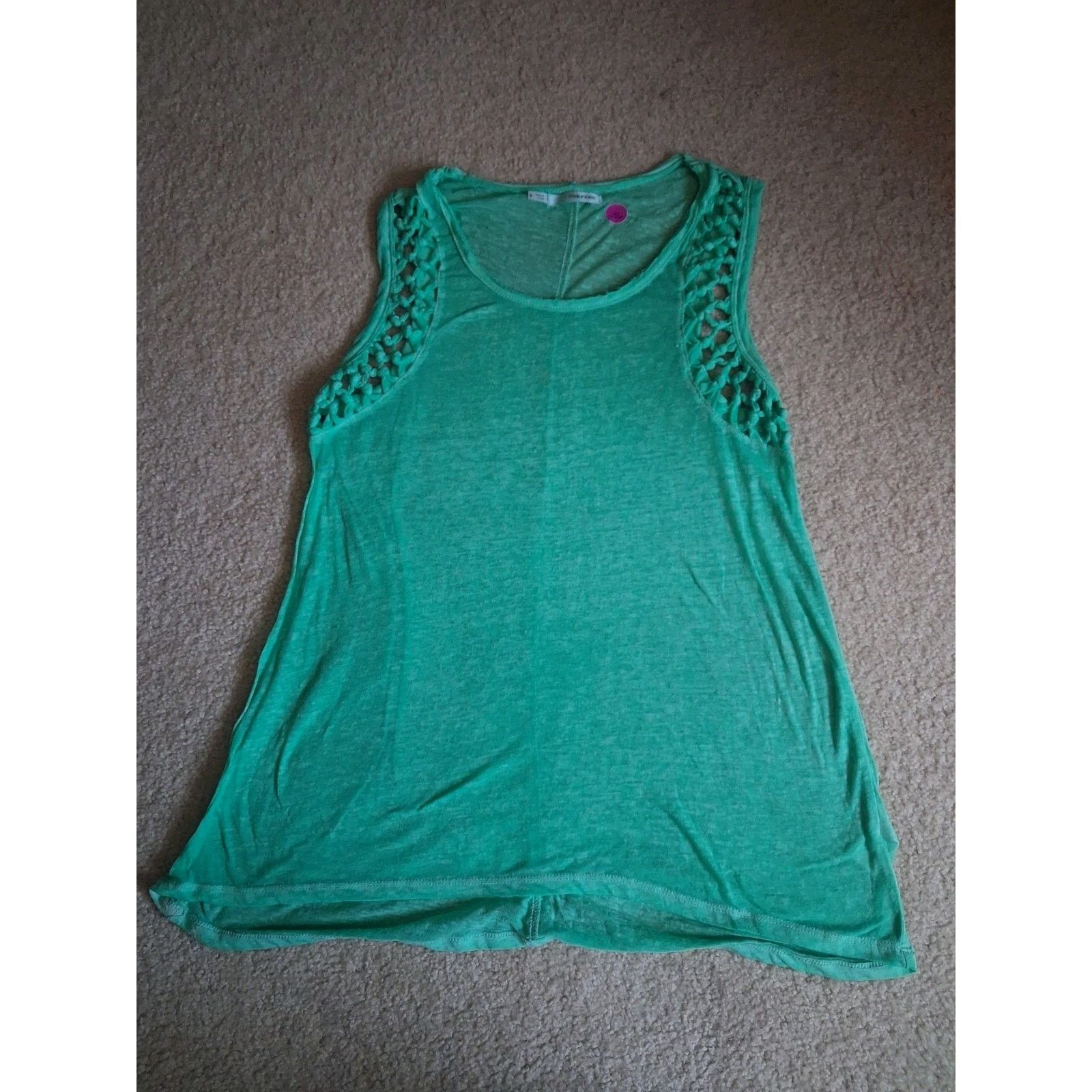 Maurice Lacroix maurices Green Crochet Accent Sleeveless Tank Top S Size S / US 4 / IT 40 - 1 Thumbnail