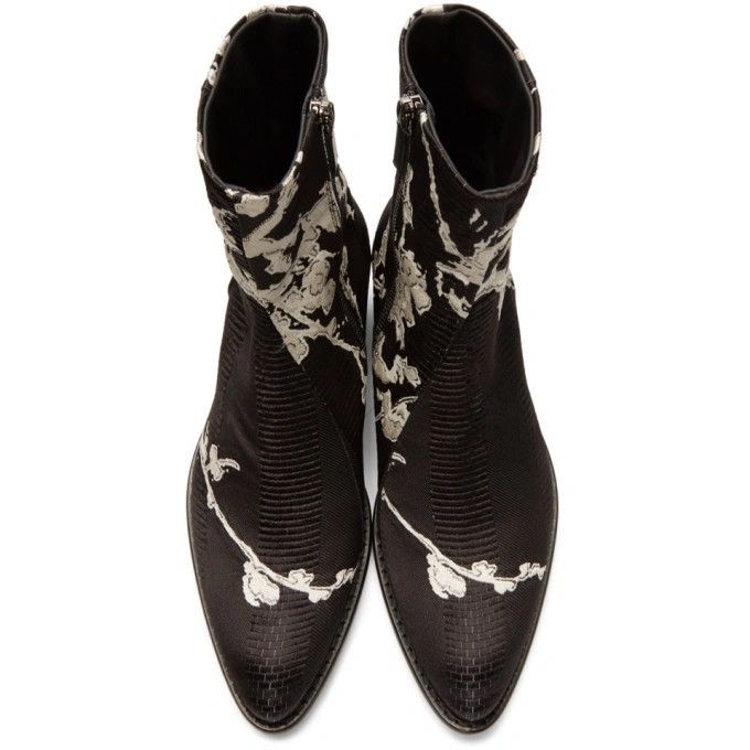 Pre-owned Haider Ackermann Silk Embroidered Rodeo Boots In Black