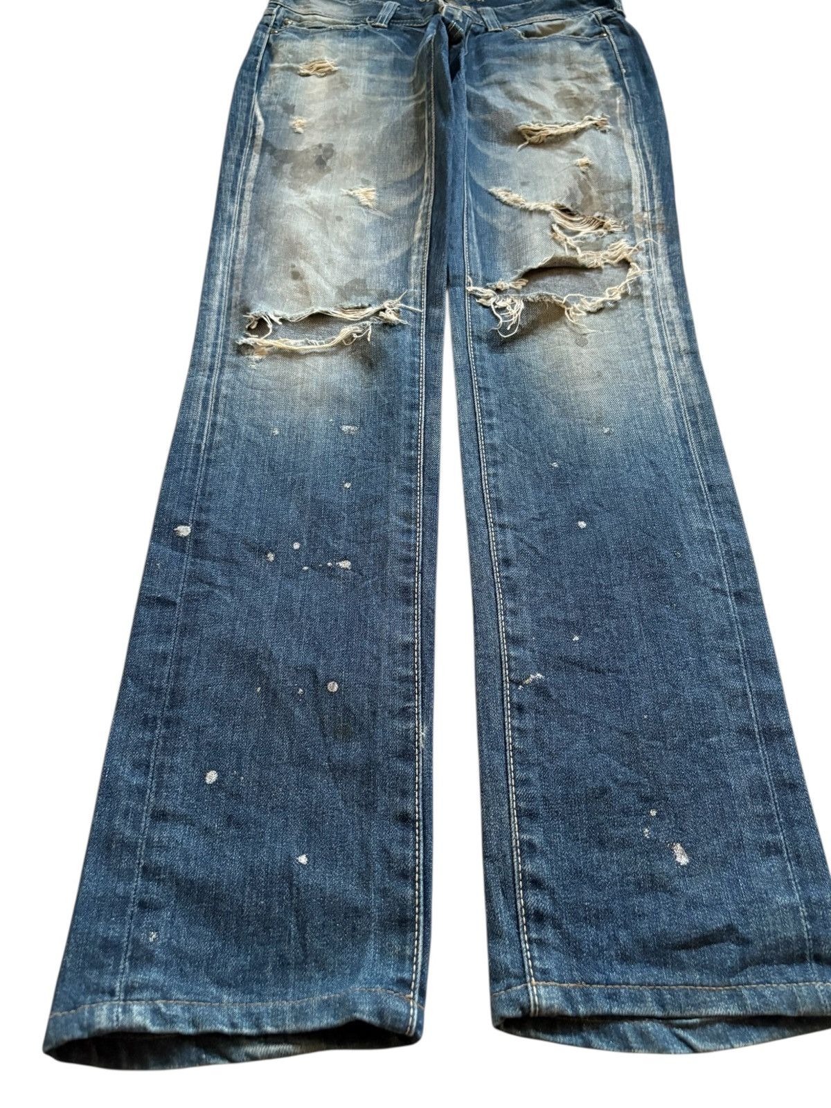 Beauty Beast × Japanese Brand × Vanquish Vintage Vanquish Mud Wash Painted Distressed Ripped Jeans Size 29" - 7 Thumbnail