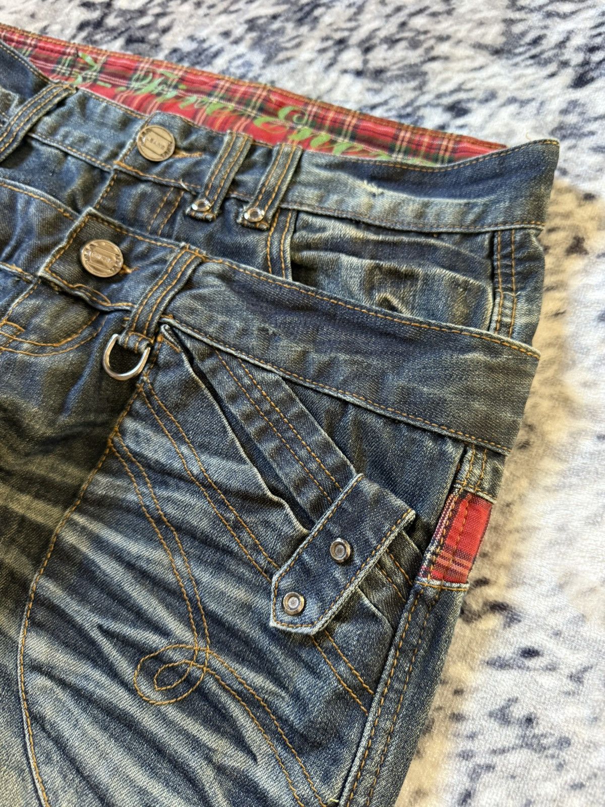 Japanese Brand Vintage Junya Watanabe Tornado Mart Style Double Waist Jeans Size US 30 / EU 46 - 6 Thumbnail