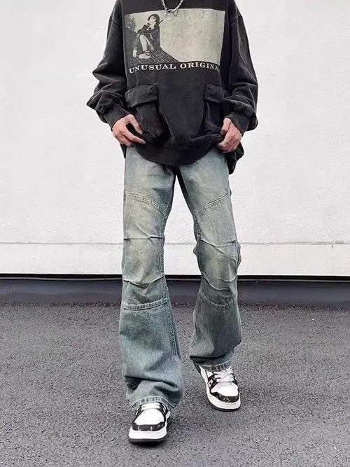 Japanese Brand × Jean Vintage washed patchwork loose zipper jeans Size US 32 / EU 48 - 1 Thumbnail