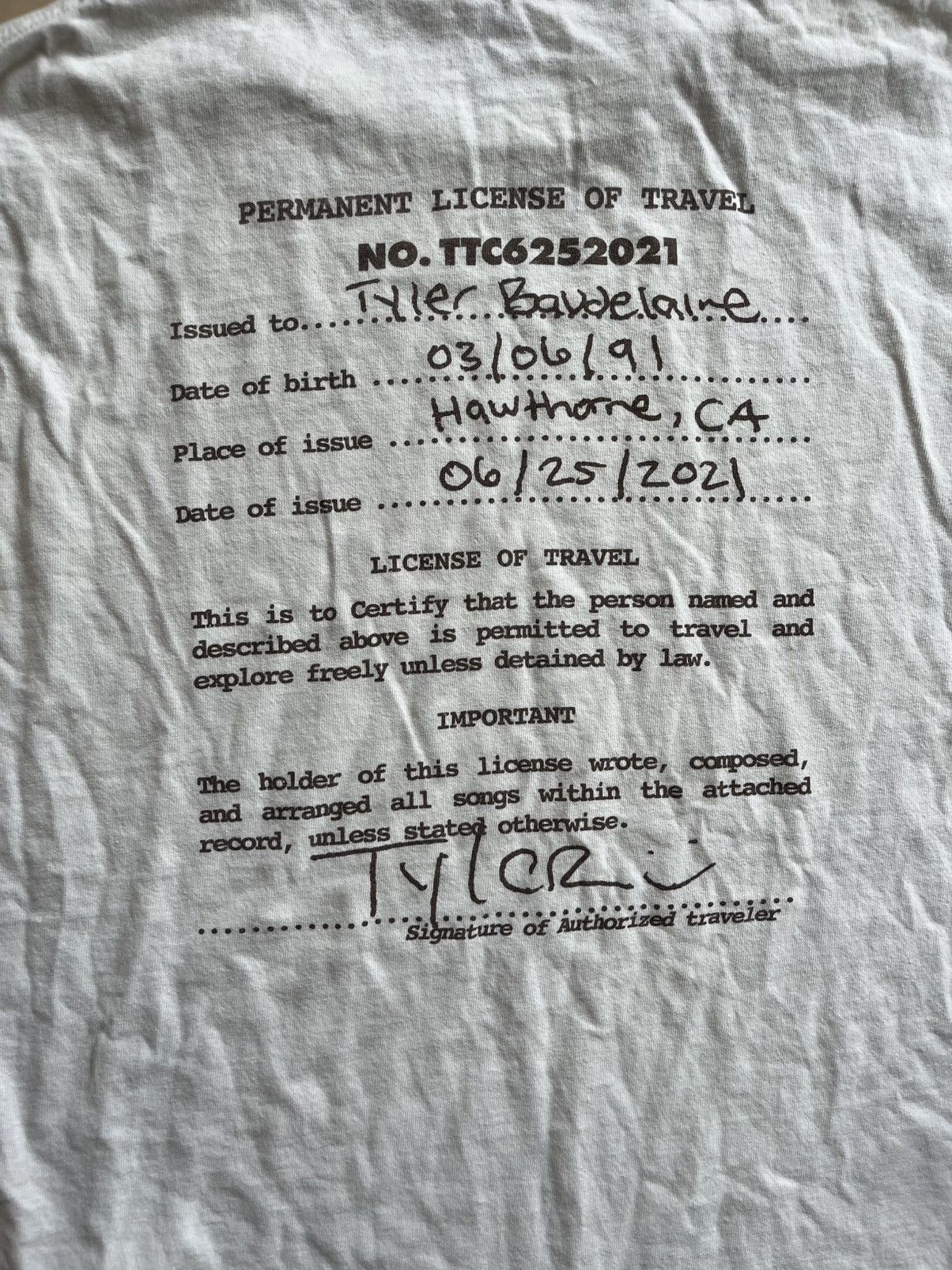 Tyler The Creator CMIYGL Short Sleeve Tee Size US L / EU 52-54 / 3 - 5 Thumbnail
