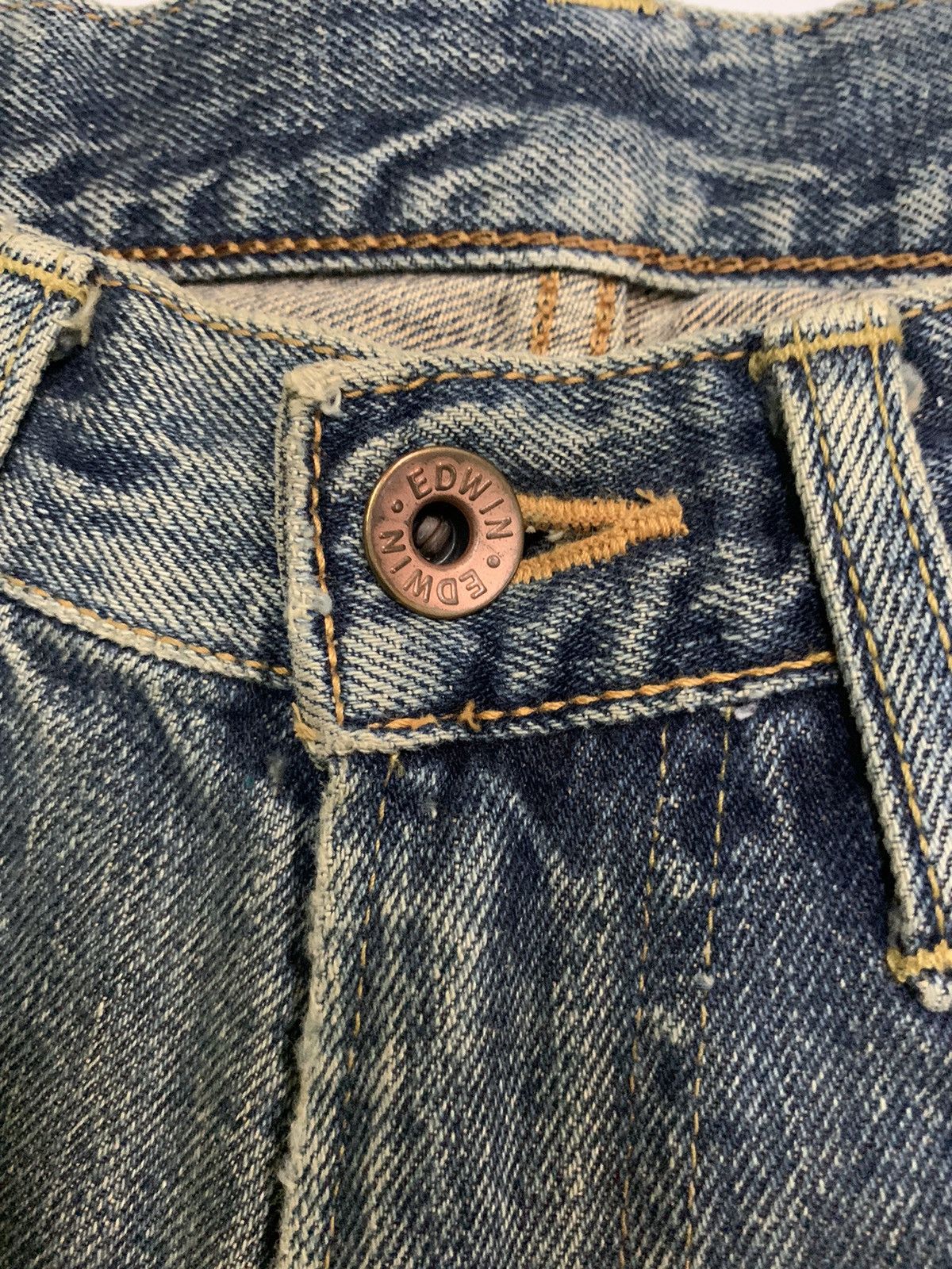 Kapital VINTAGE EDWIN 505X SELVEDGE BAGGY RUSTY DISTRESSED DENIM Size US 29 - 19 Thumbnail