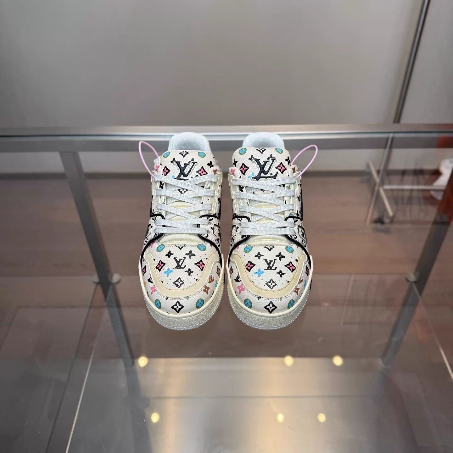 Louis Vuitton LV Trainer x Tyler Beige Monogram Graffiti UK2/36 Size US 5.5 / IT 35.5 - 2 Thumbnail